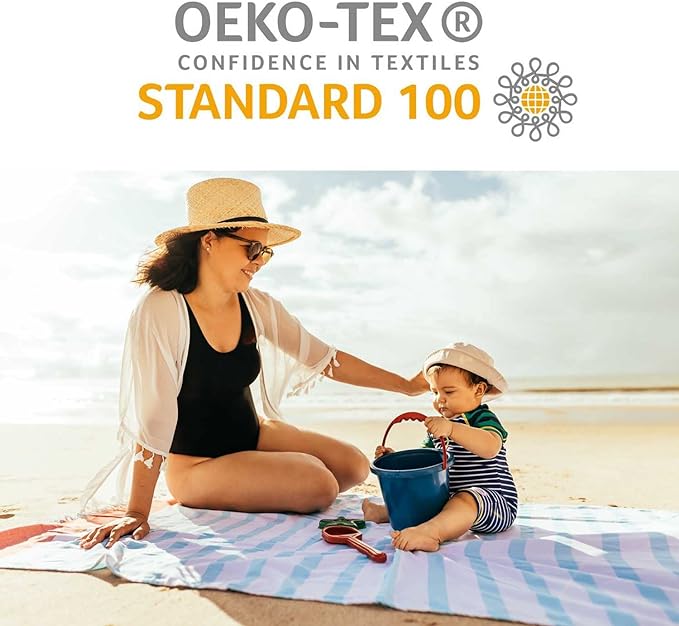 Meera Stripe Fouta 2 Piece Beach Towel Set with Tassels - Blue Nile Mills