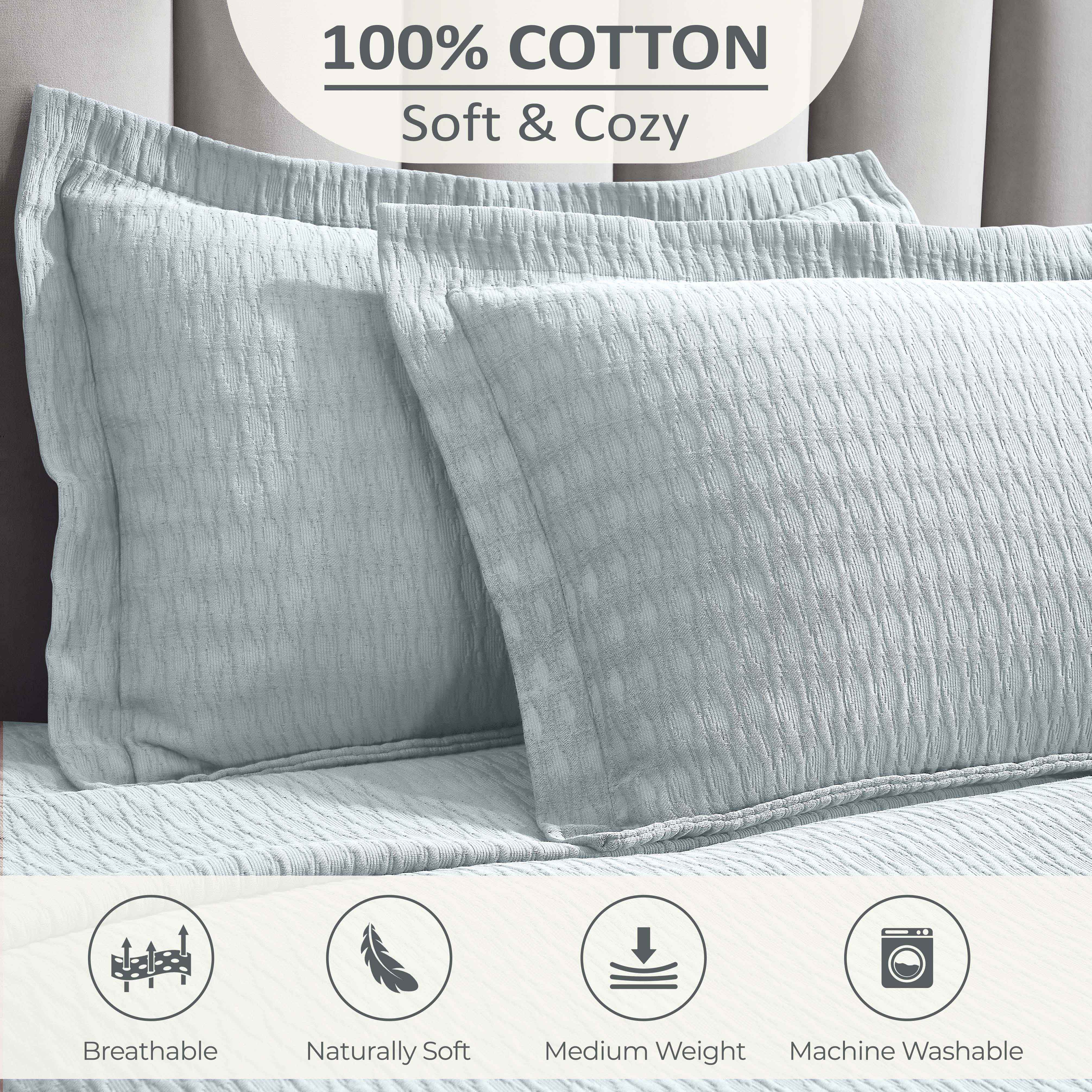 Calvert Cotton Medium Weight Geometric Matelasse Bedspread Set - Blue Nile Mills