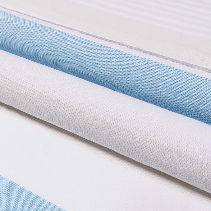 Meera Stripe Fouta 2 Piece Beach Towel Set with Tassels - Blue Nile Mills