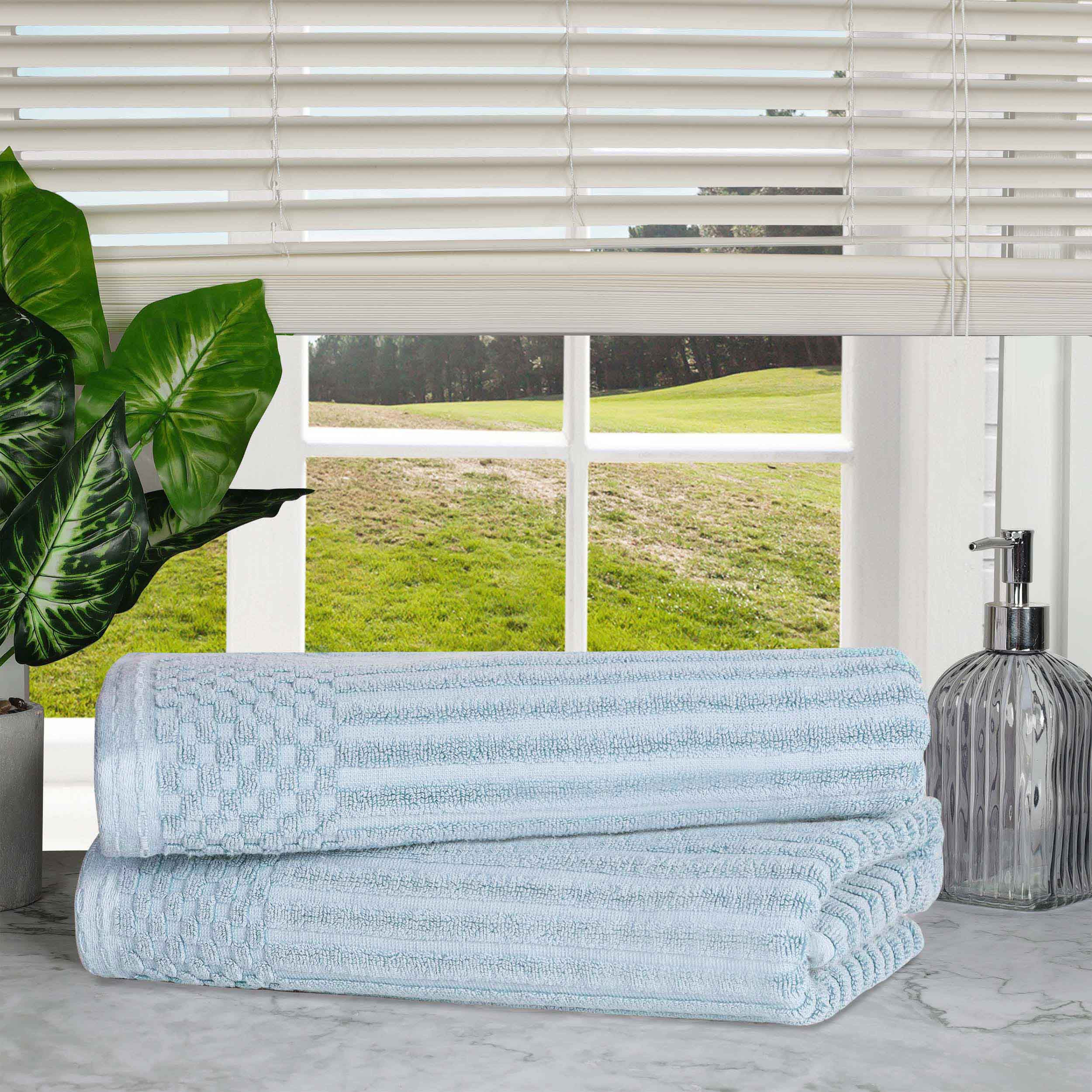 Cotton Ribbed Textured Super Absorbent 2 Piece Bath Towel Set - Blue Nile Mills