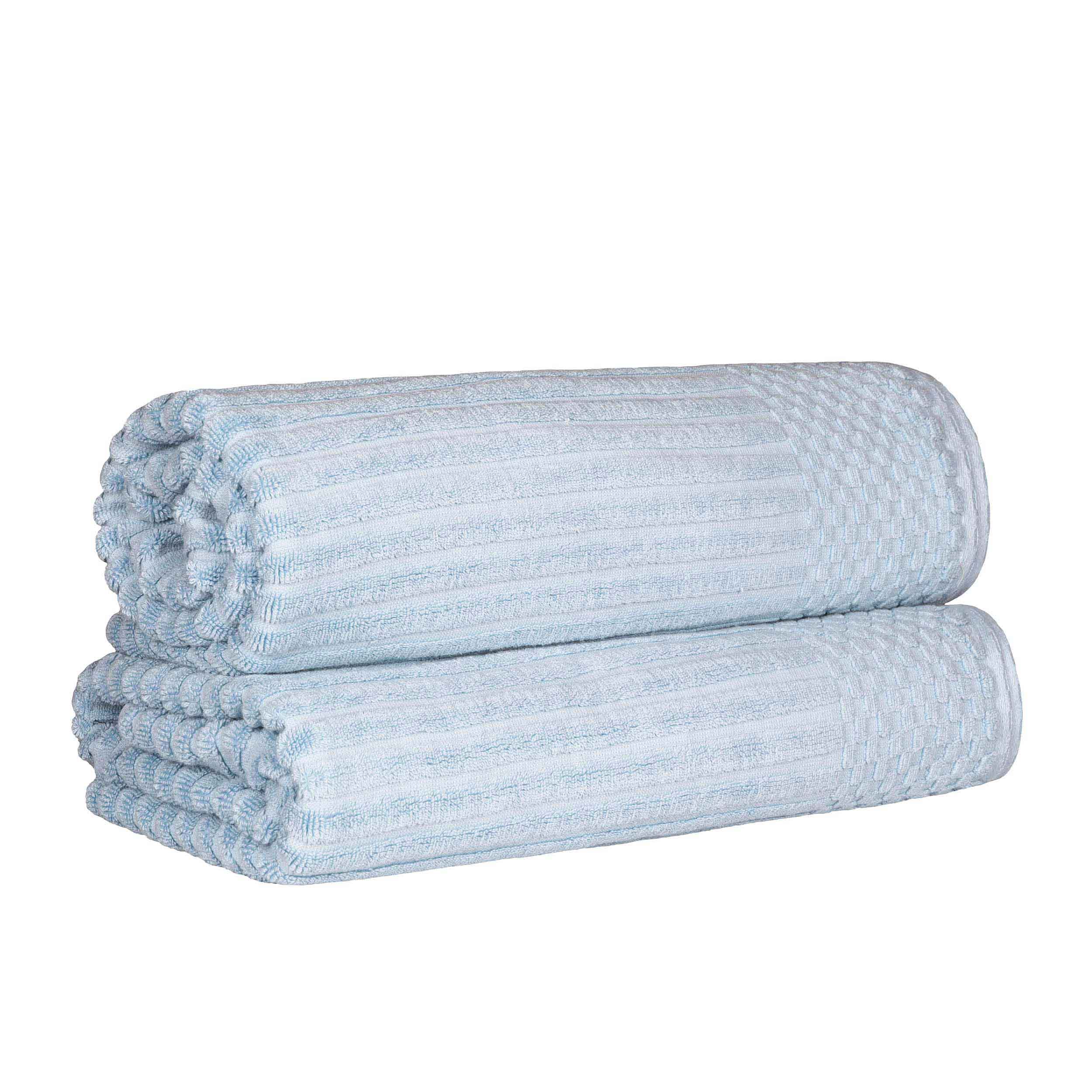 Cotton Ribbed Textured Super Absorbent 2 Piece Bath Sheet Towel Set - Blue Nile Mills