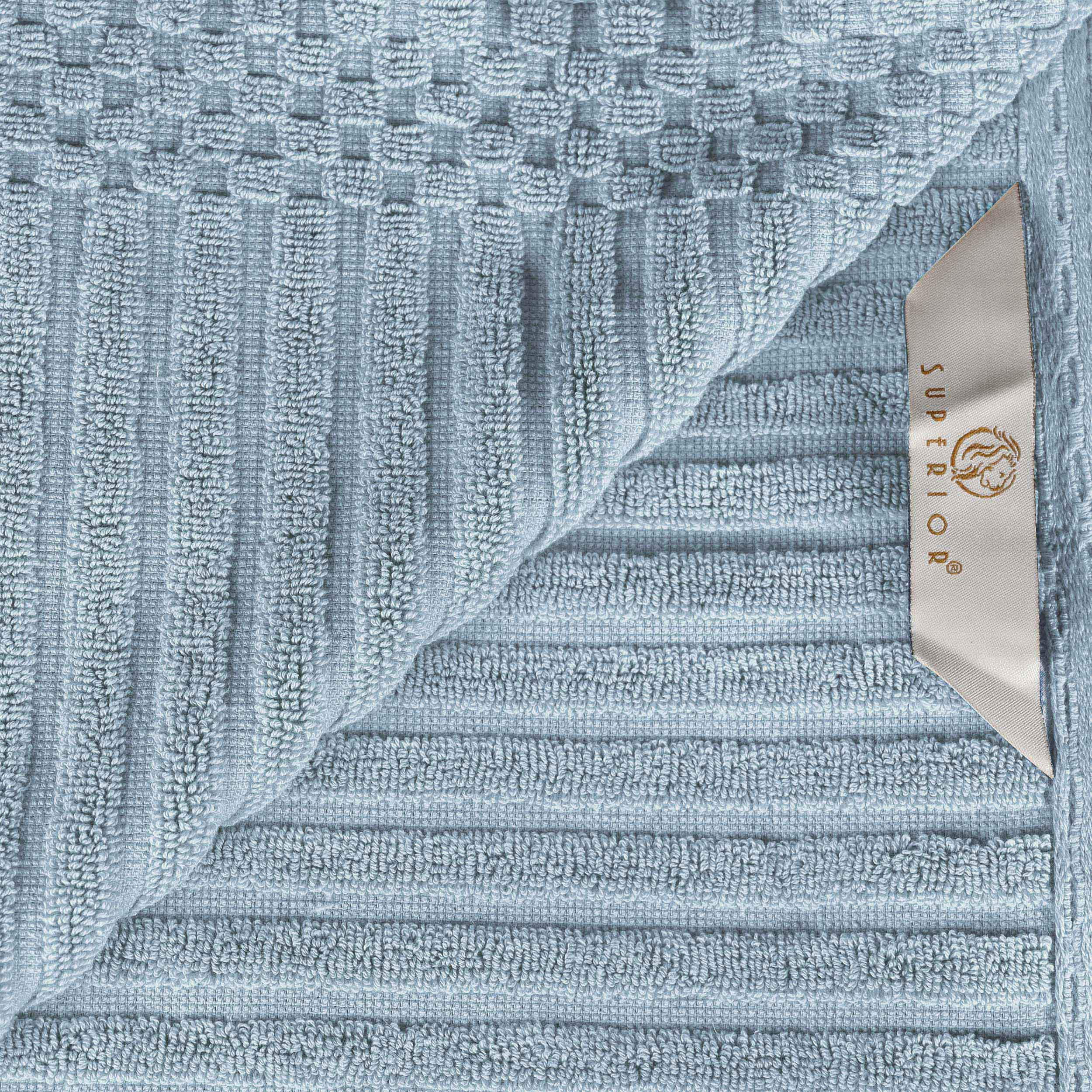 Ribbed Textured Cotton Medium Weight 12 Piece Towel Set - Blue Nile Mills
