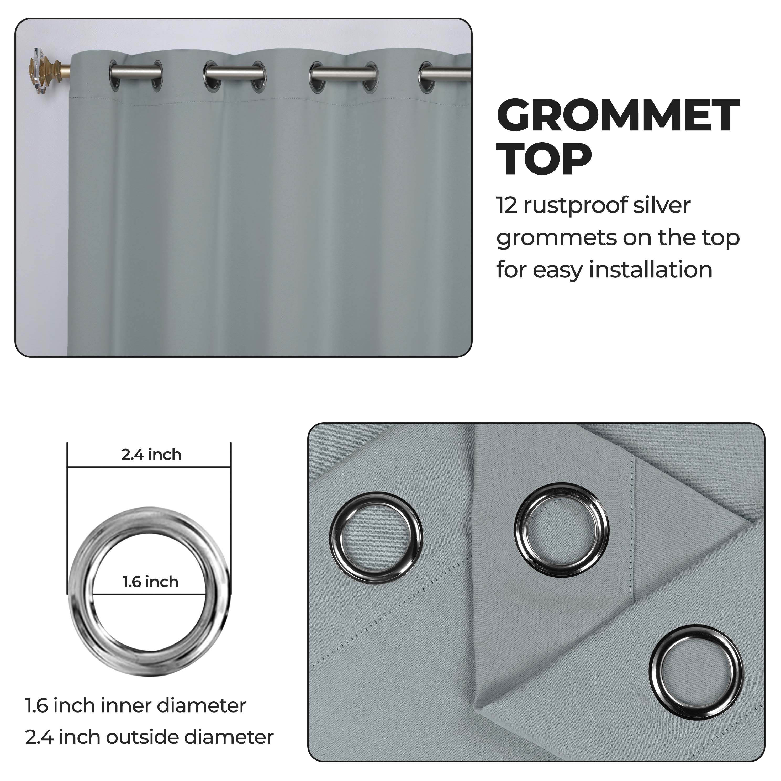 Solid Machine Washable Room Darkening Blackout Curtains, Set of 2 - Blue Nile Mills