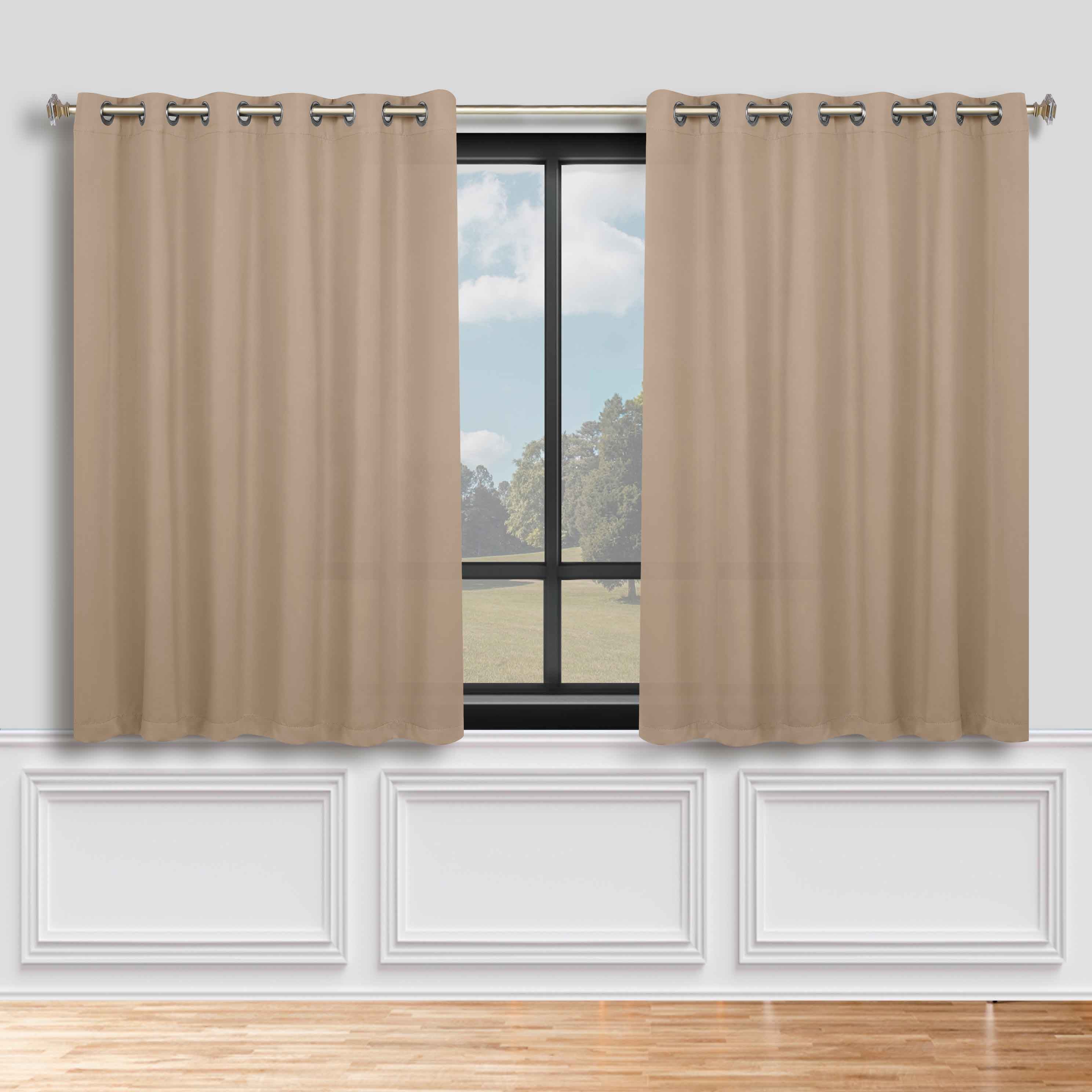 Solid Machine Washable Room Darkening Blackout Curtains, Set of 2 - Blue Nile Mills