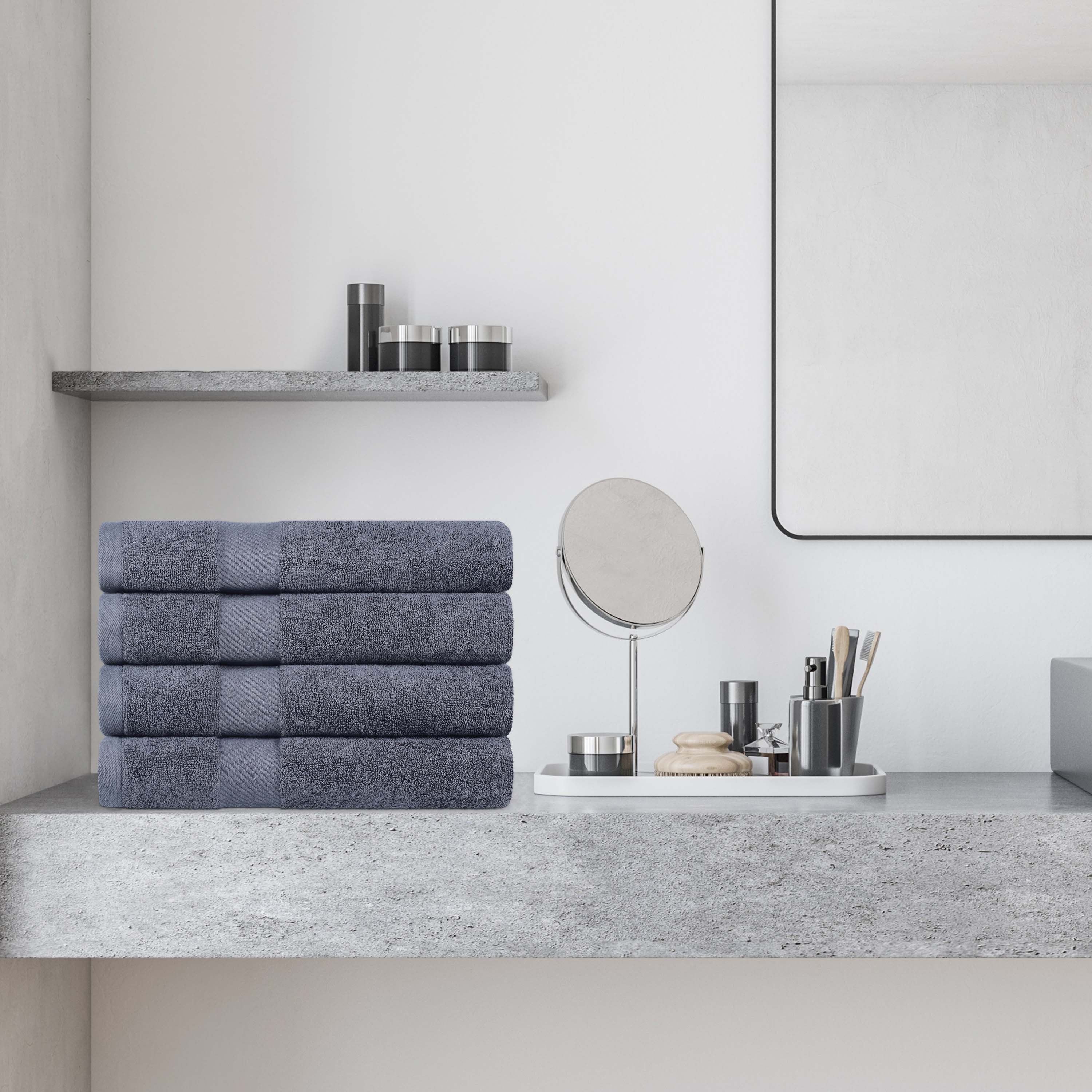 Kendell Egyptian Cotton 4 Piece Bath Towel Set with Dobby Border - Blue Nile Mills