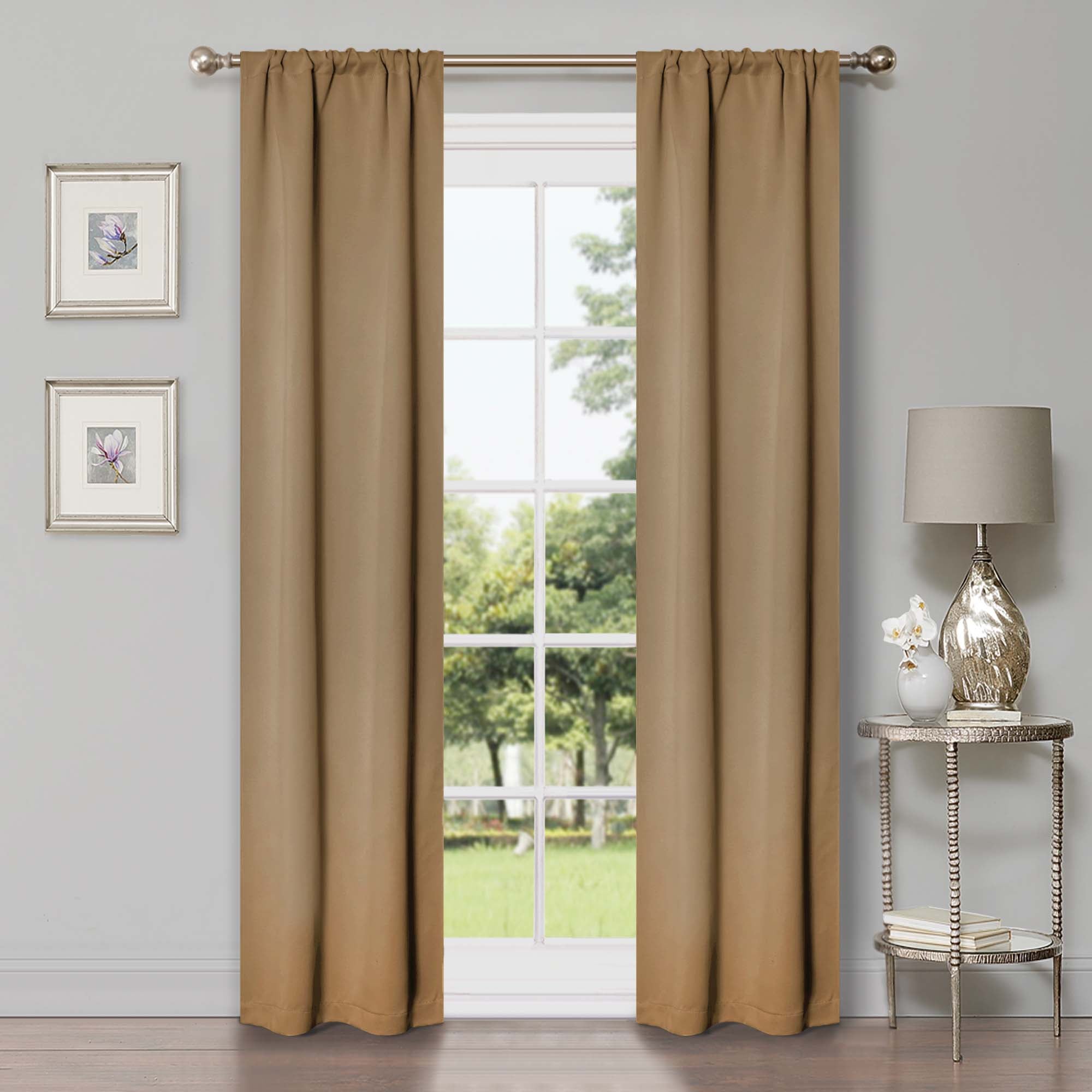 Solid Machine Washable Room Darkening Blackout Curtains, Set of 2 - Blue Nile Mills