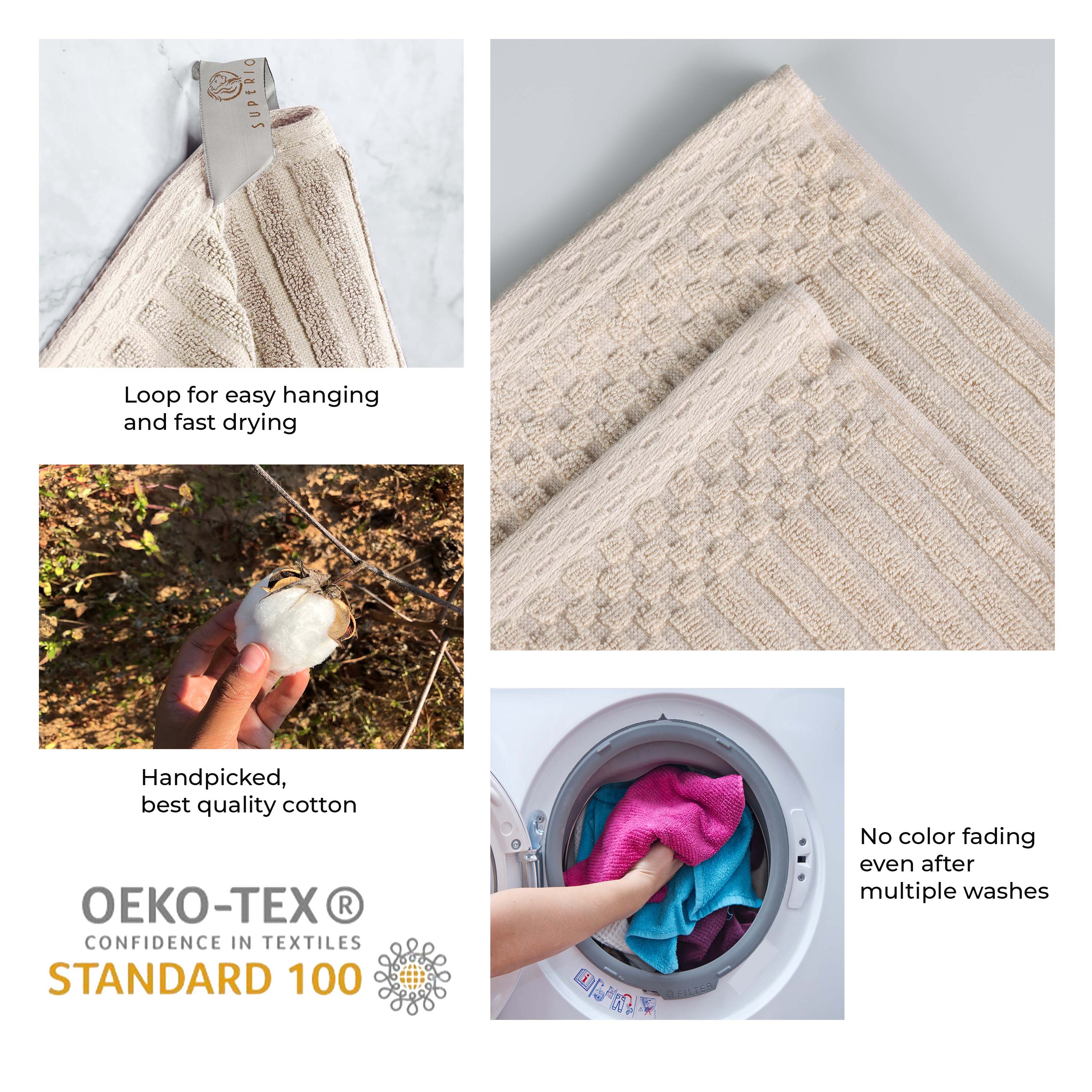 Ribbed Textured Cotton Medium Weight 12 Piece Towel Set - Blue Nile Mills