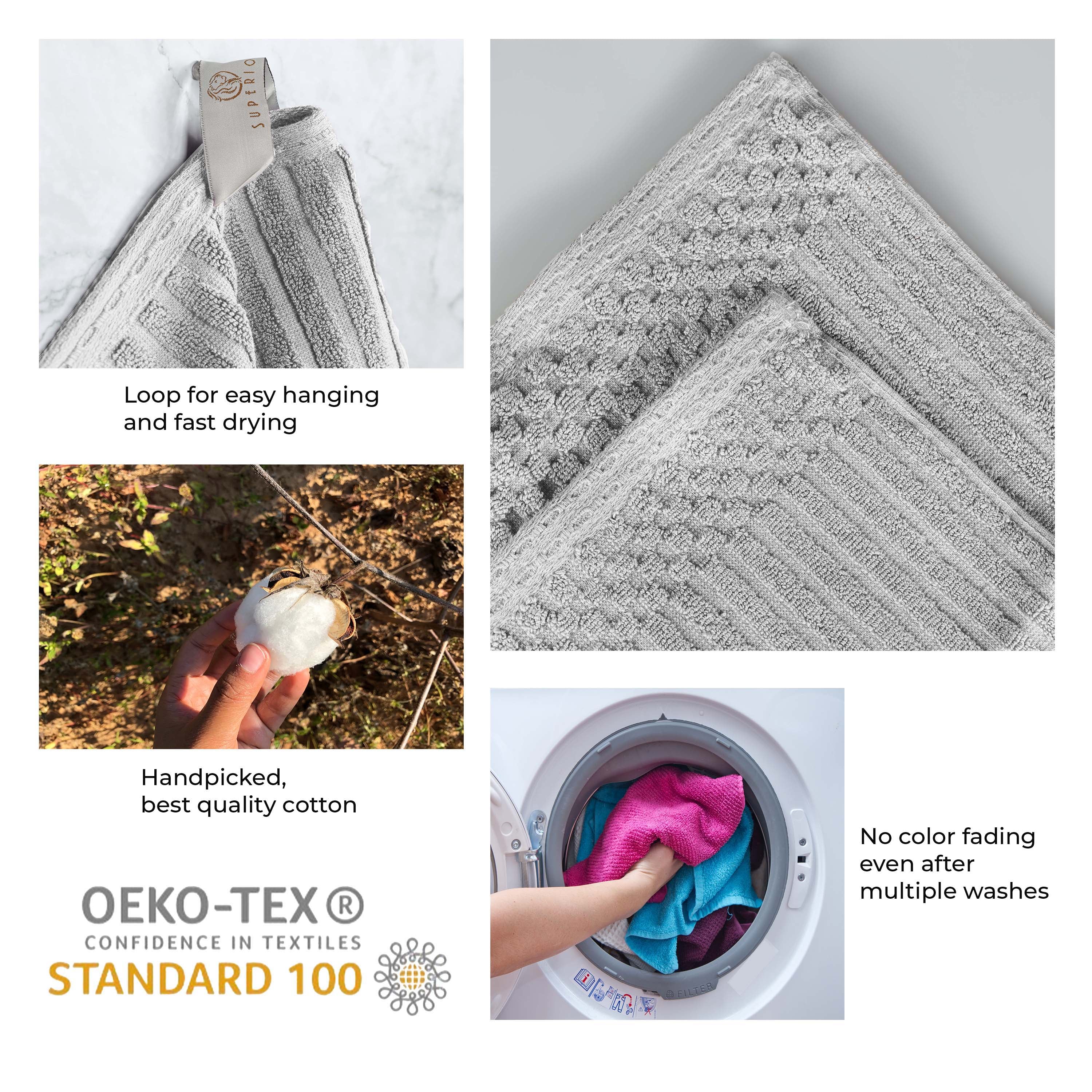 Cotton Ribbed Textured Medium Weight 6 Piece Towel Set - Blue Nile Mills