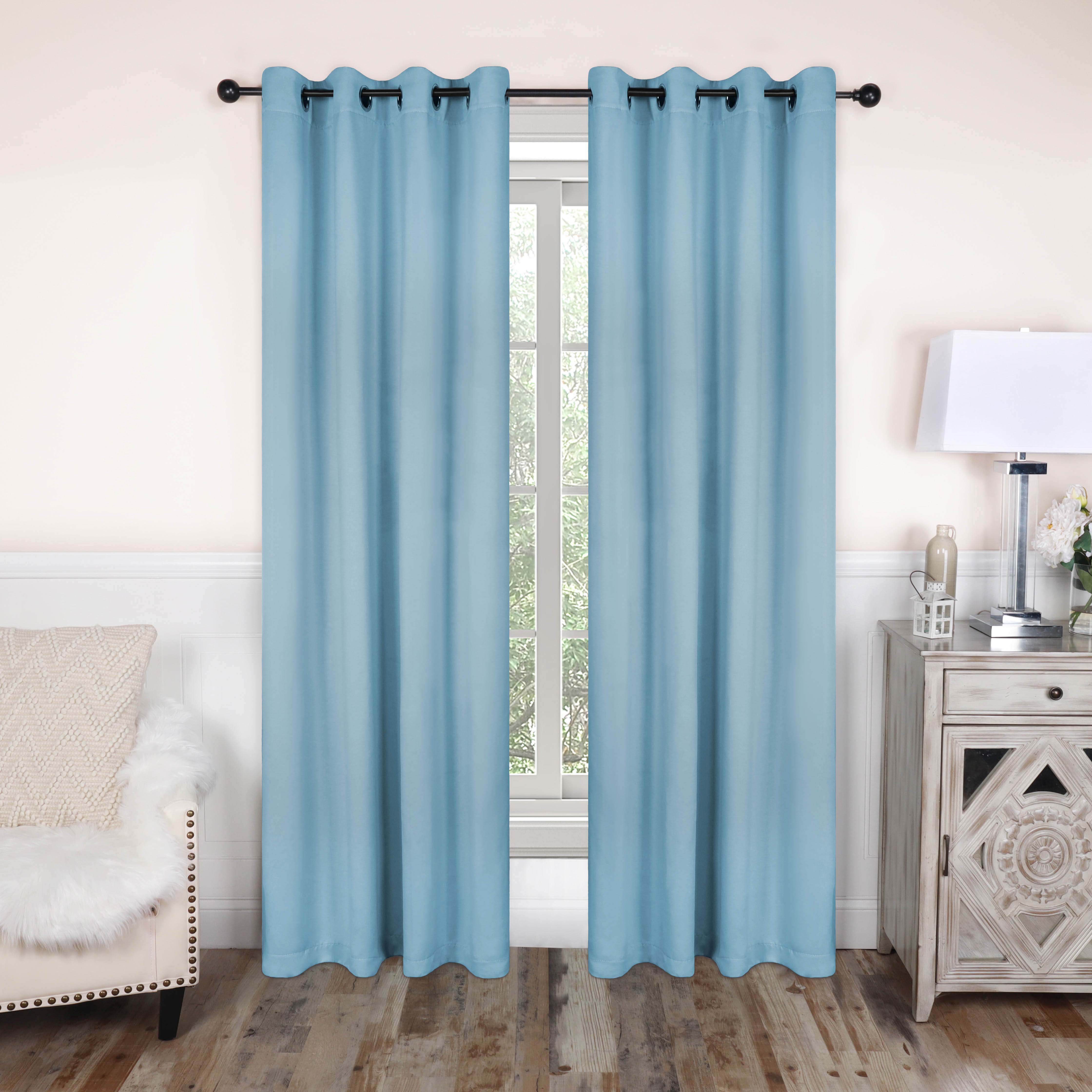 Solid Classic Modern Grommet Blackout Curtain Set - Blue Nile Mills