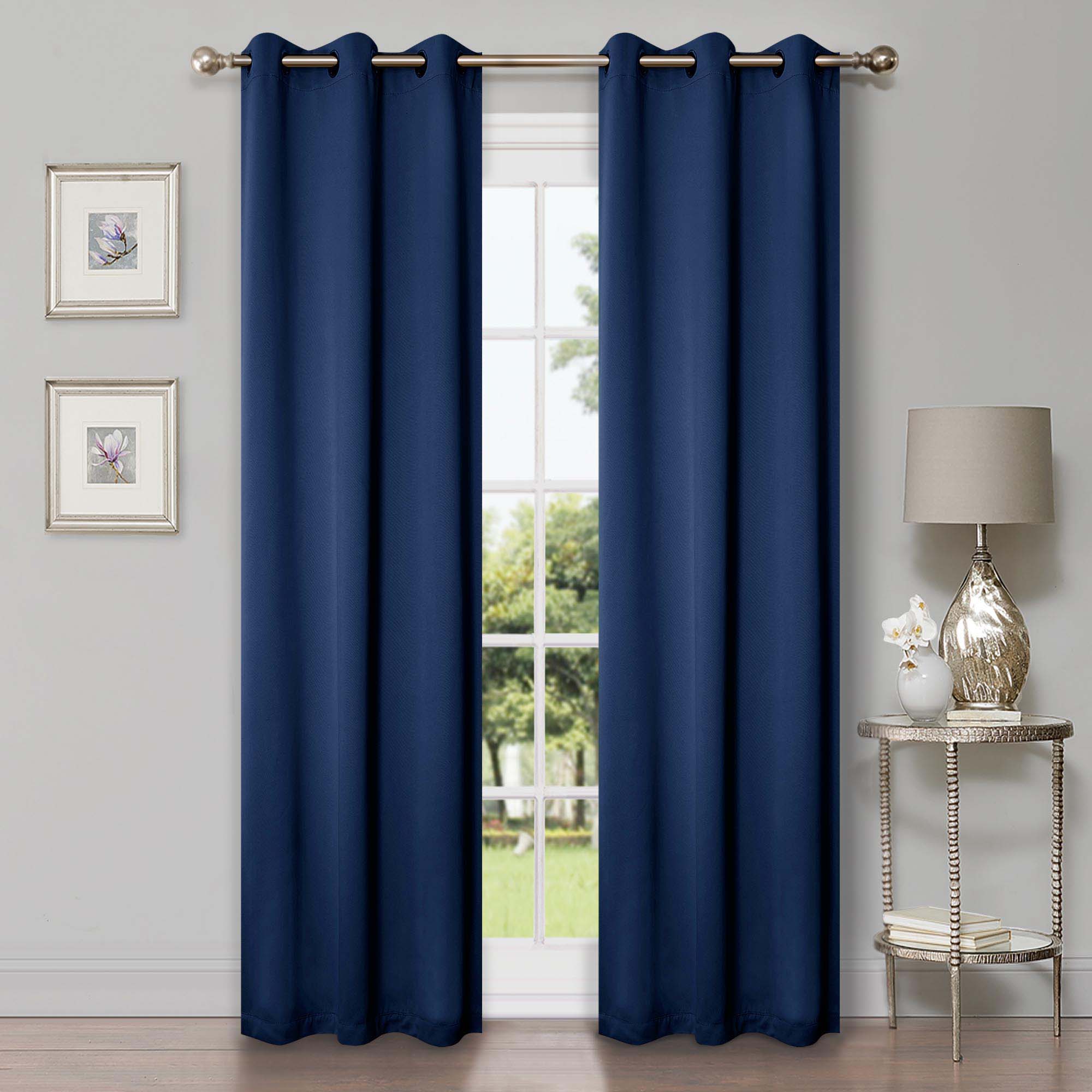 Solid Classic Modern Grommet Blackout Curtain Set - Blue Nile Mills