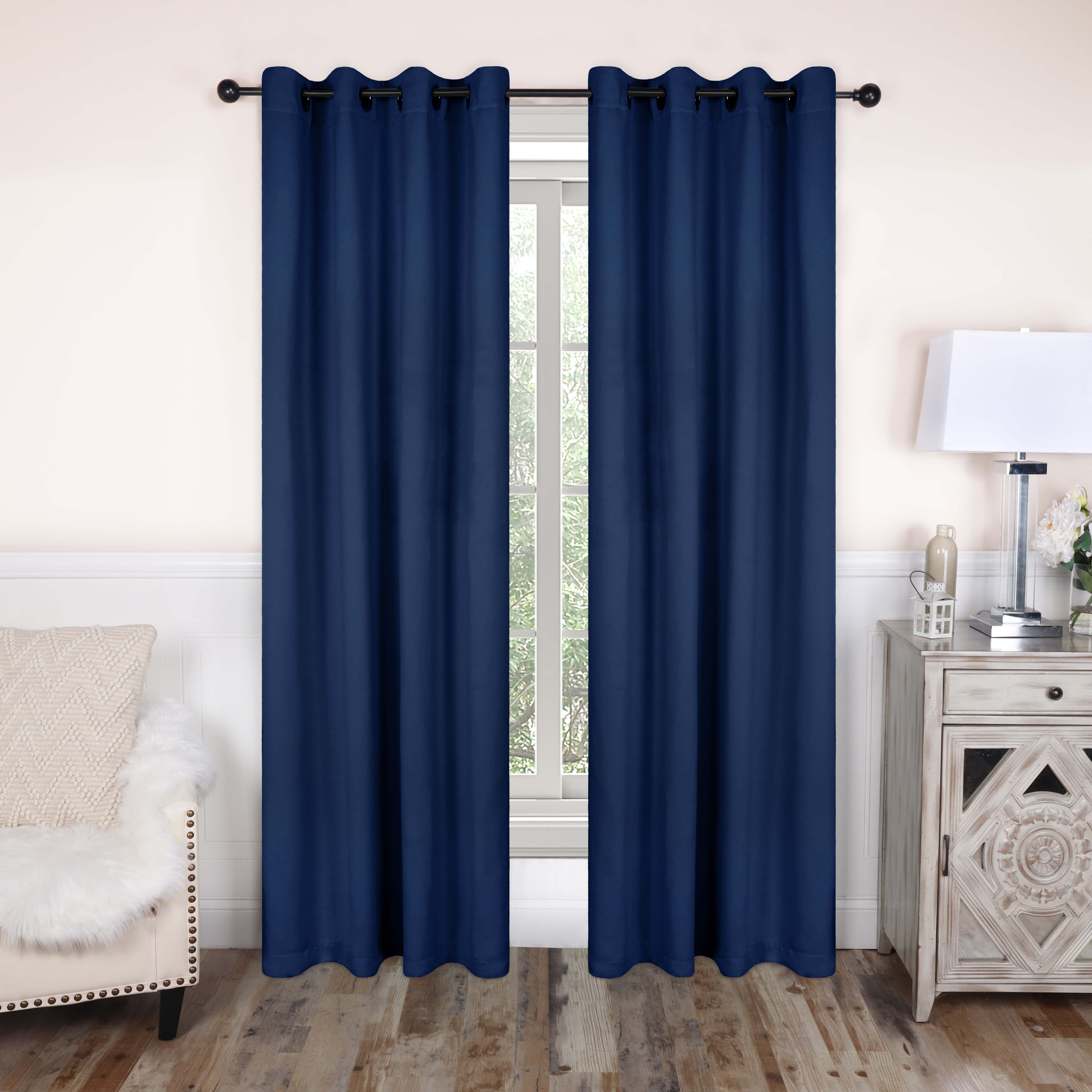 Solid Classic Modern Grommet Blackout Curtain Set - Blue Nile Mills