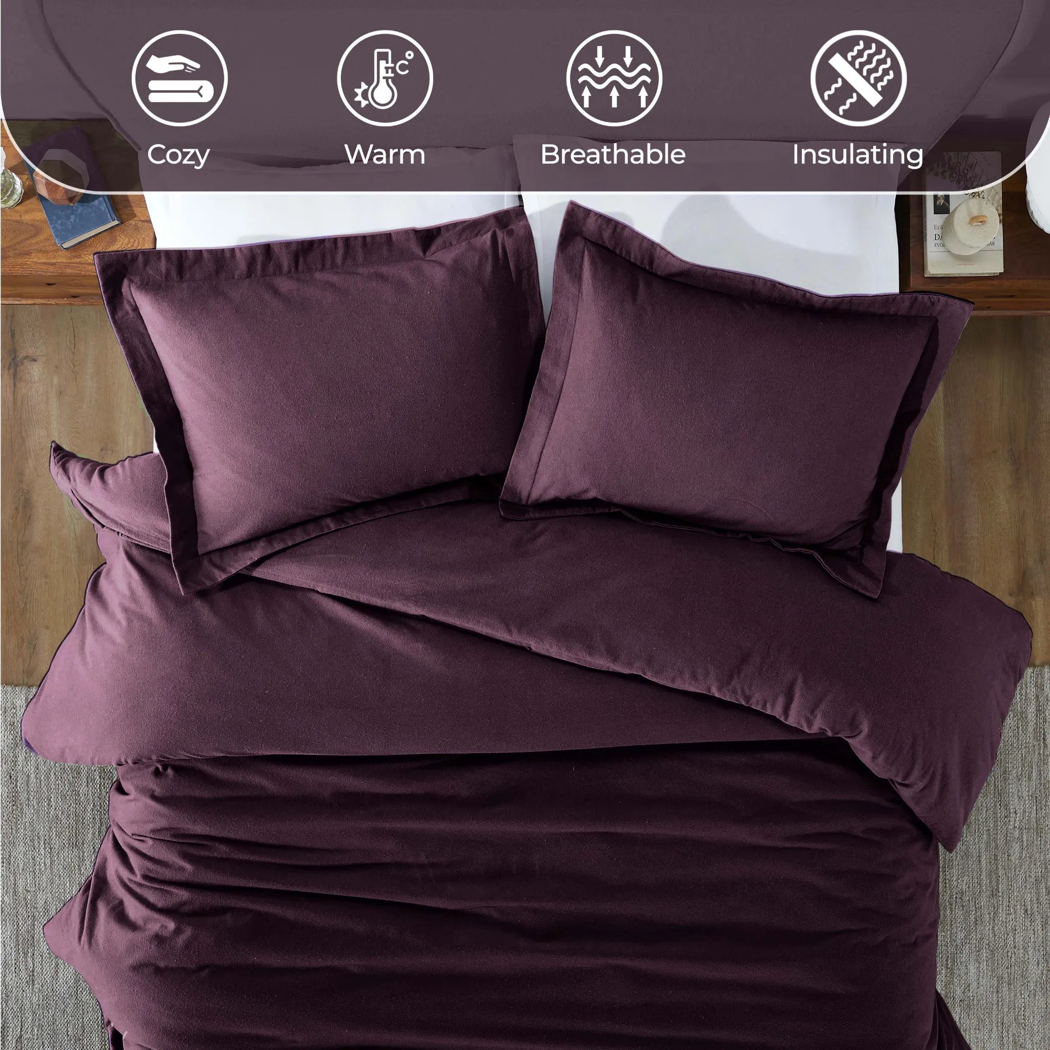 Solid Cotton Flannel Duvet Cover Set - Blue Nile Mills