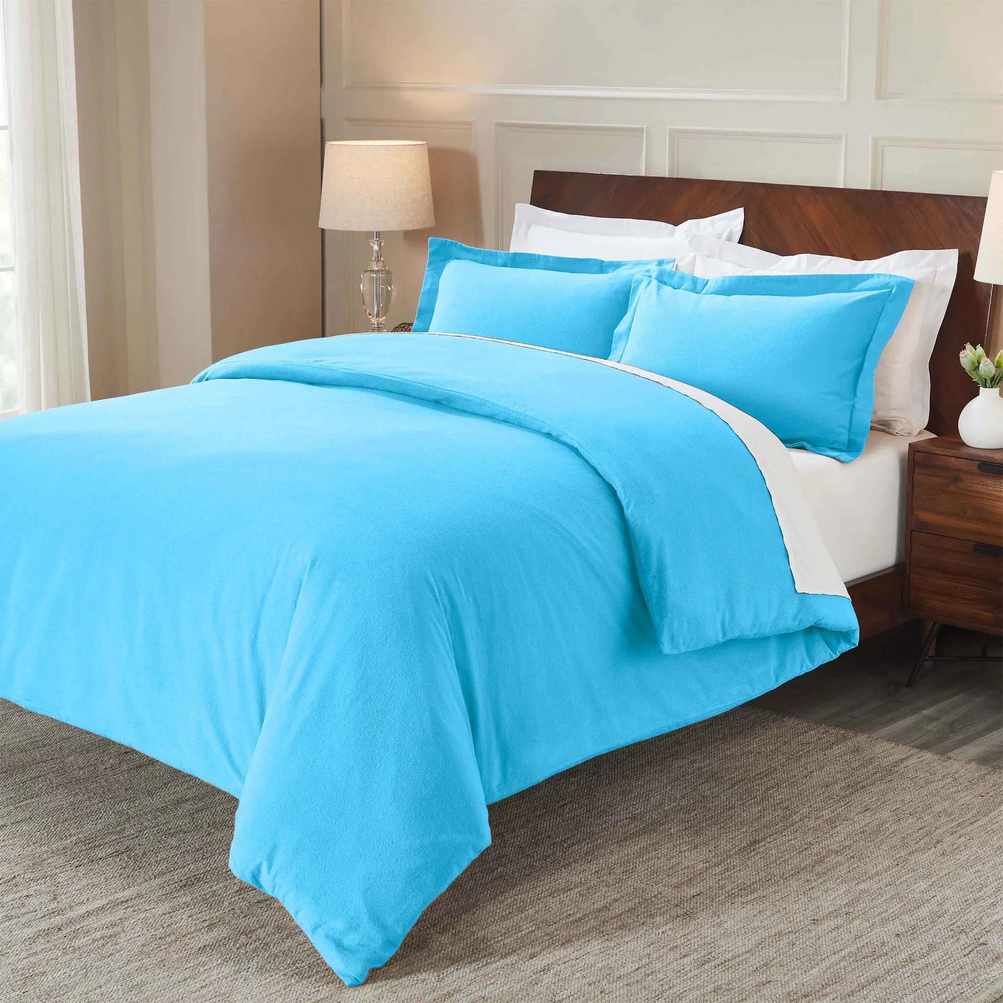 Solid Cotton Flannel Duvet Cover Set - Blue Nile Mills