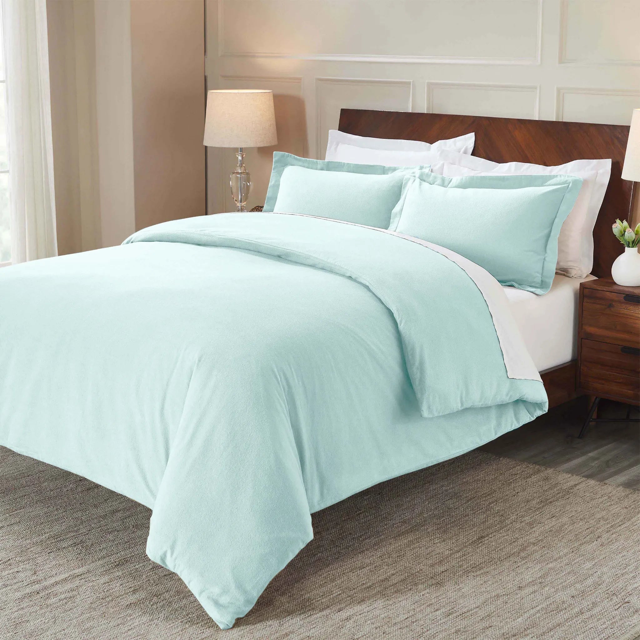 Solid Cotton Flannel Duvet Cover Set - Blue Nile Mills