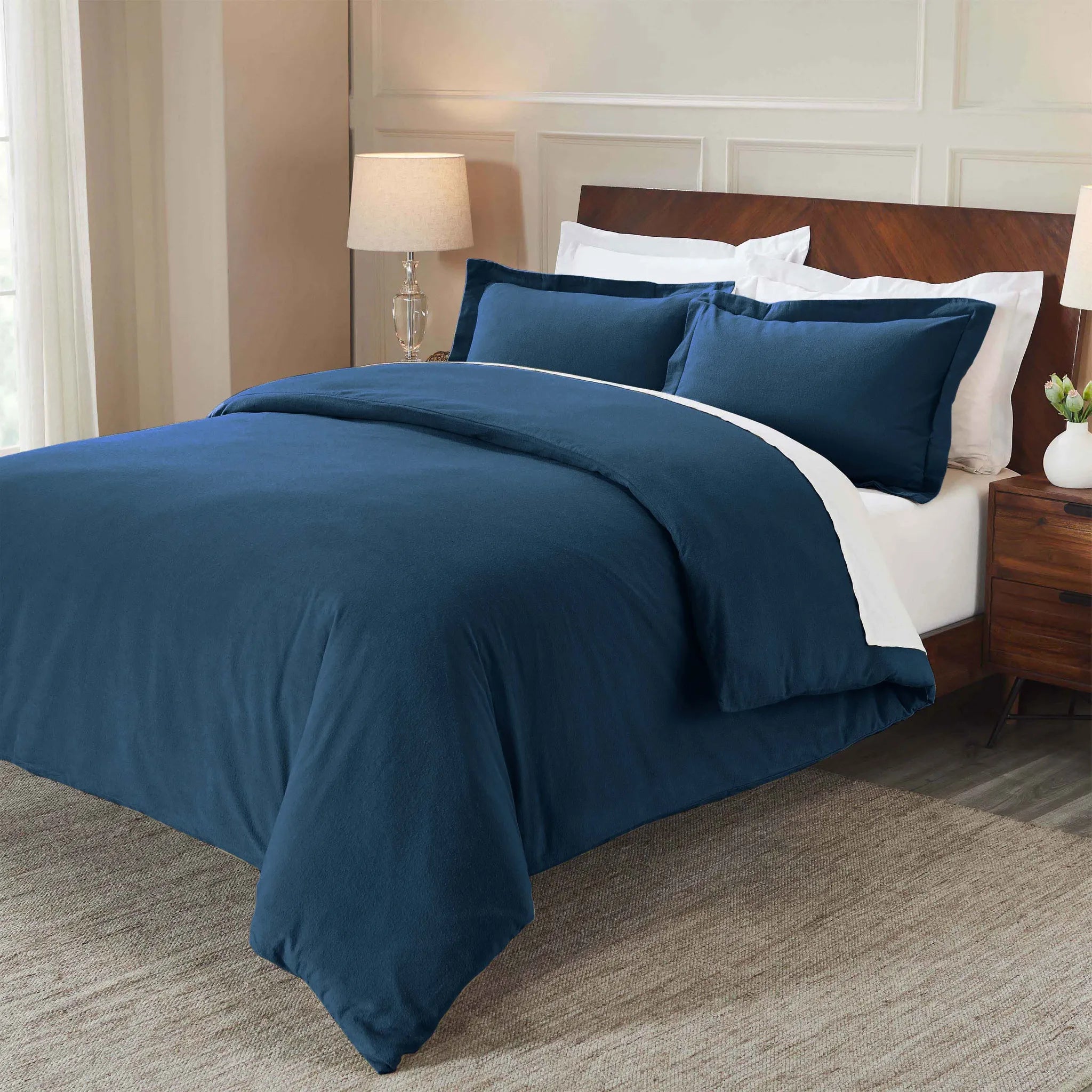 Solid Cotton Flannel Duvet Cover Set - Blue Nile Mills