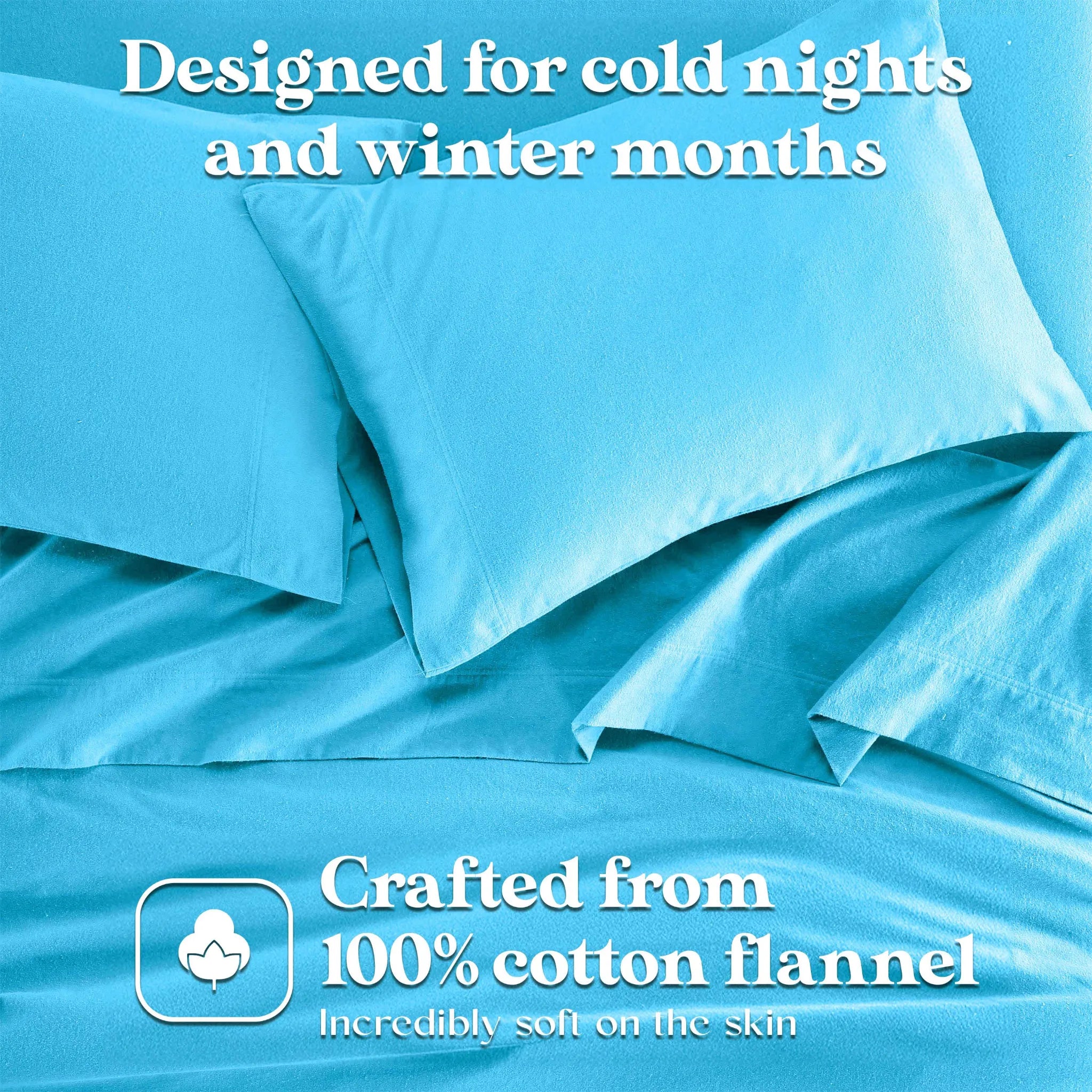 Solid Flannel Cotton Pillowcases, Set of 2