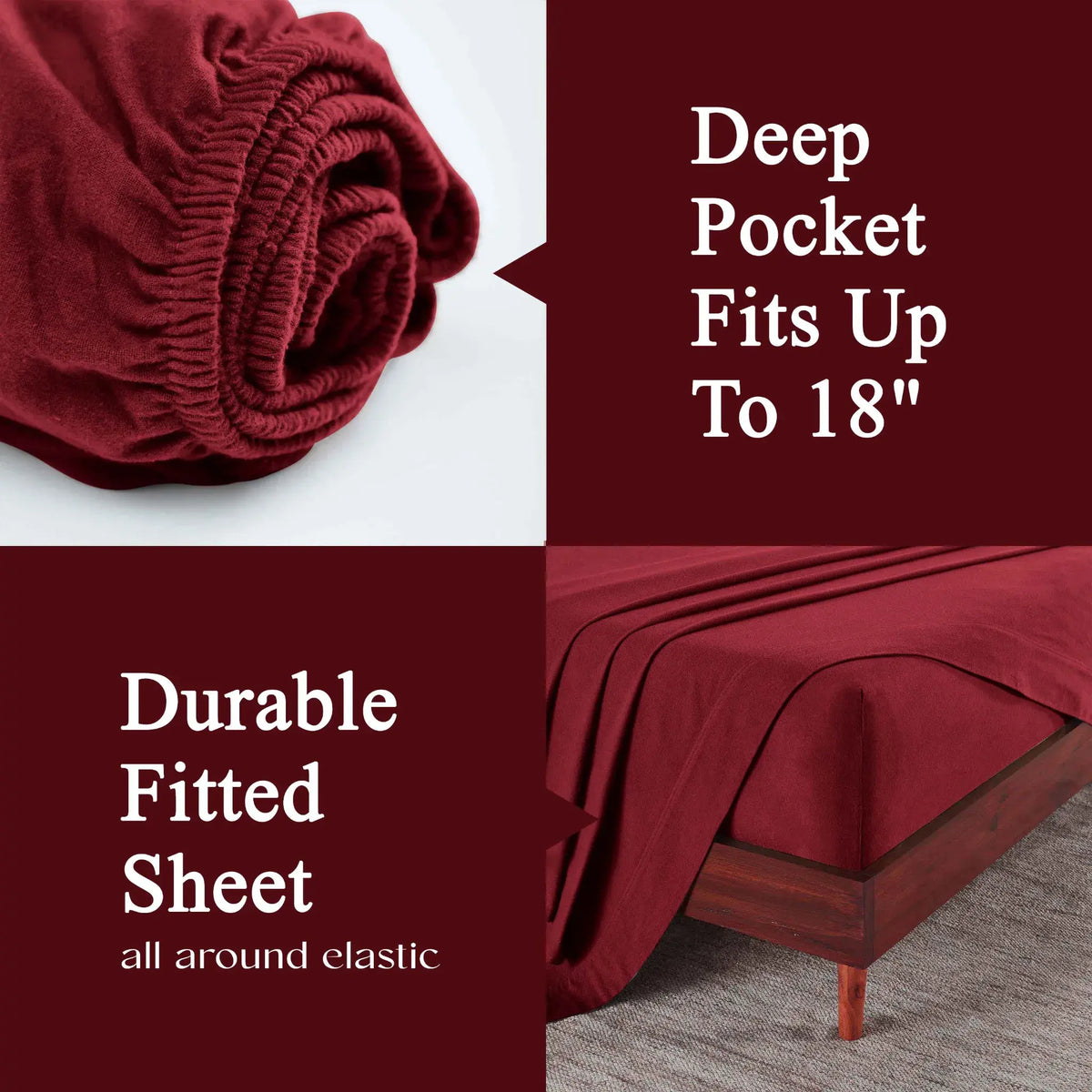 Flannel Cotton Modern Solid Deep Pocket Bed Sheet Set