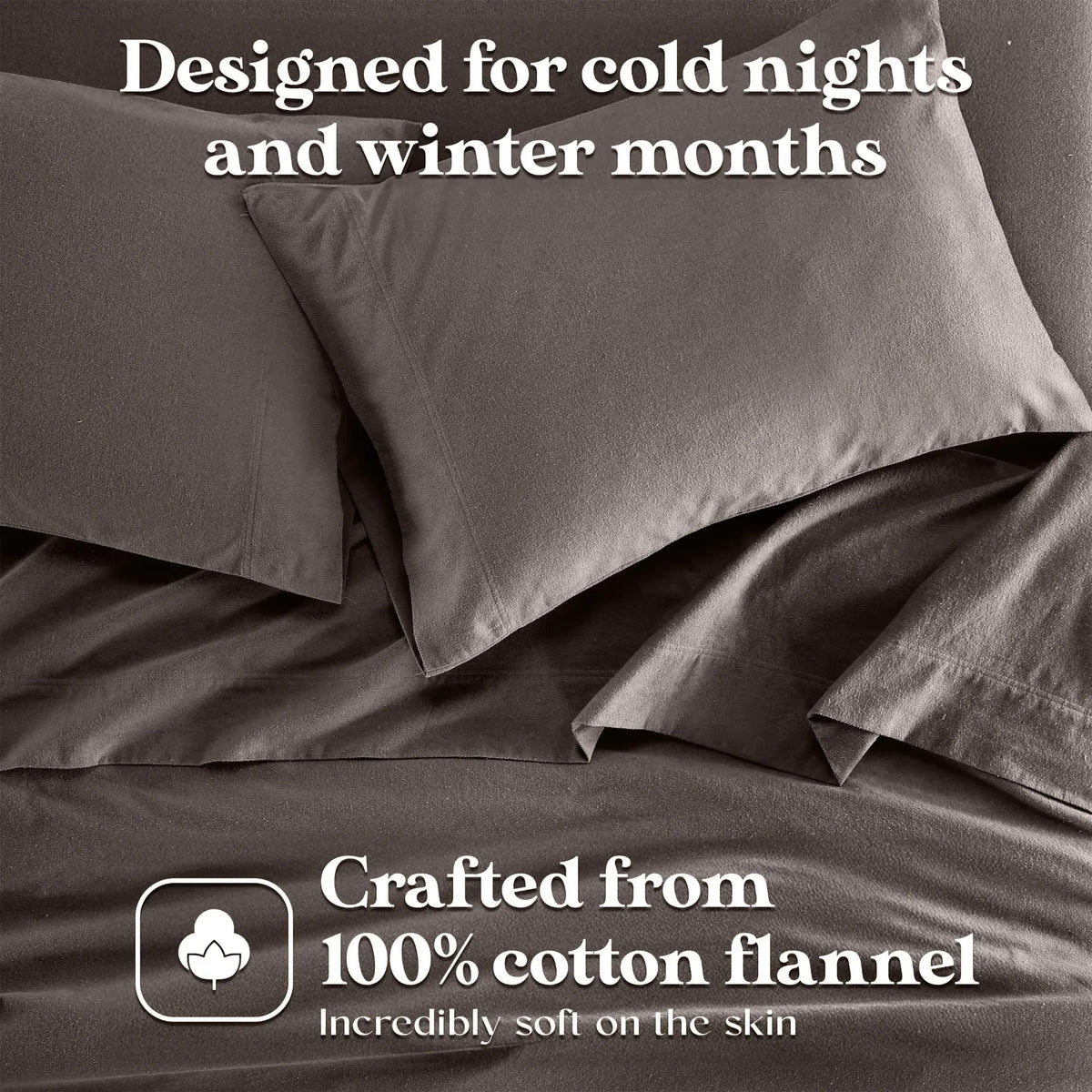 Solid Flannel Cotton Pillowcases, Set of 2