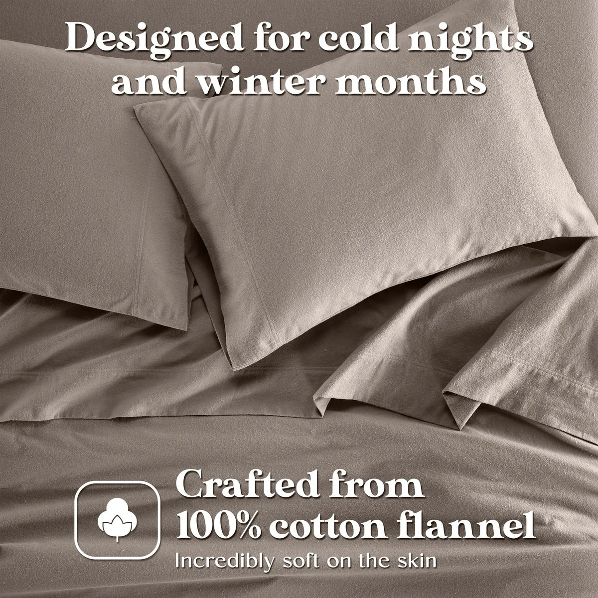 Solid Flannel Cotton Pillowcases, Set of 2
