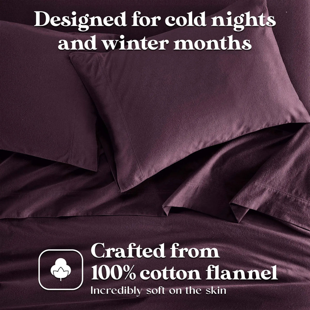 Solid Flannel Cotton Pillowcases, Set of 2