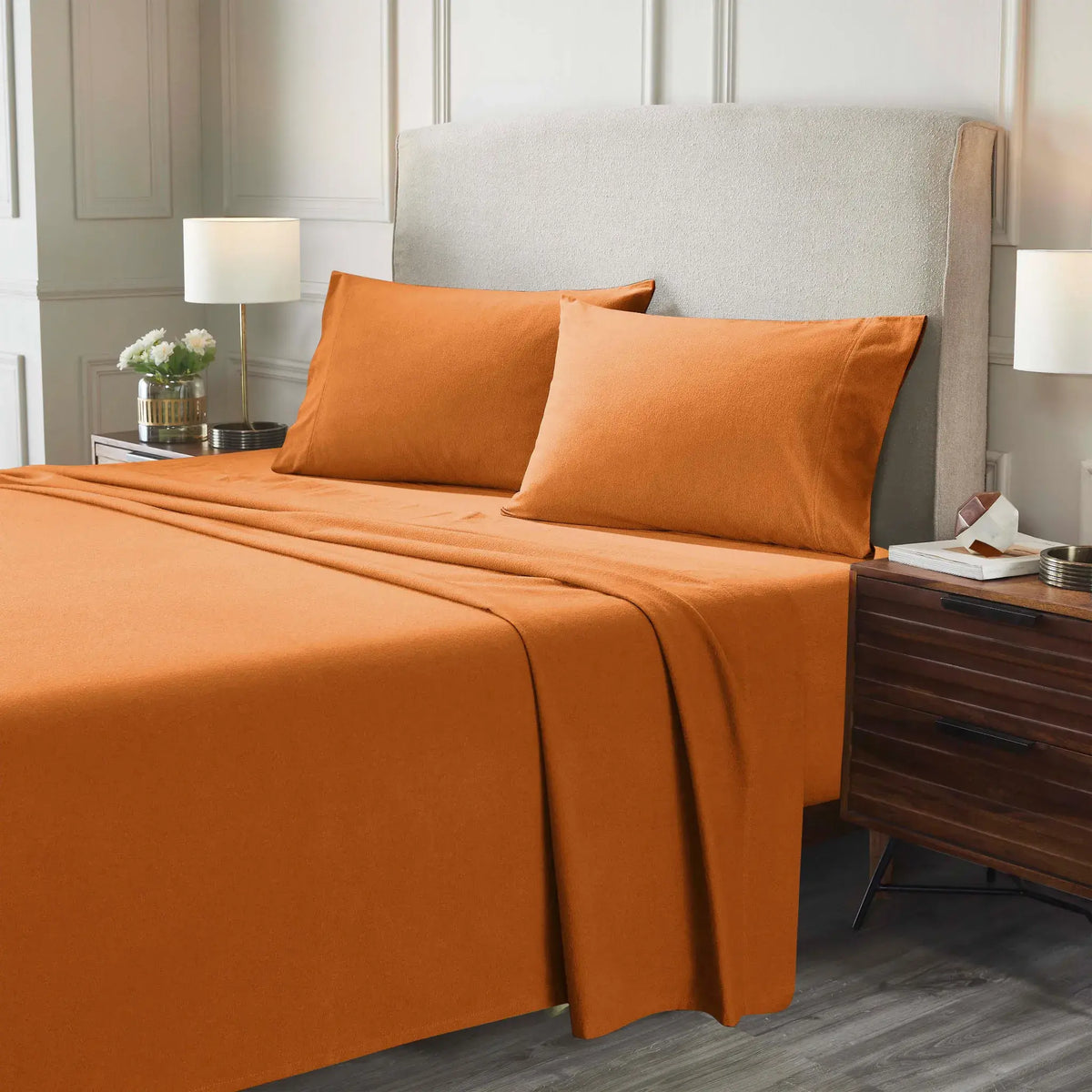 Flannel Cotton Modern Solid Deep Pocket Bed Sheet Set