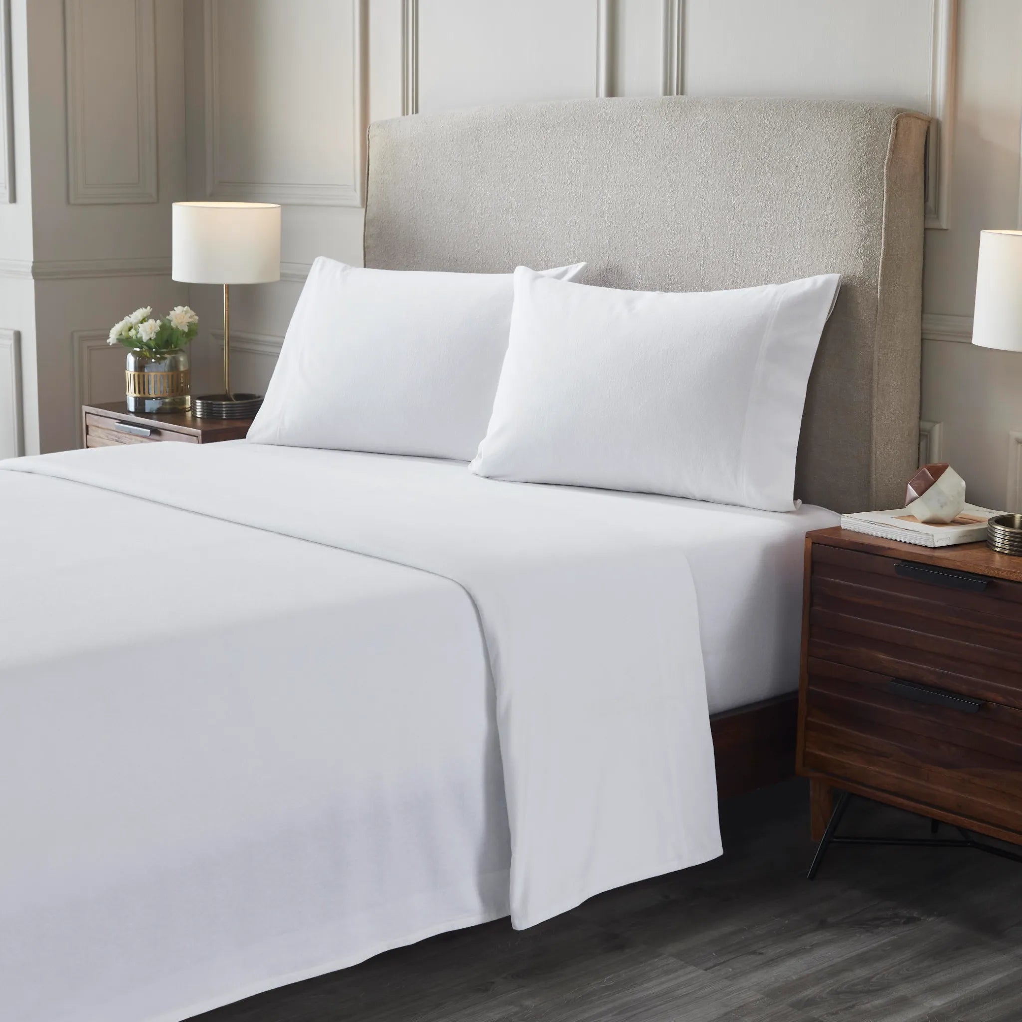 Flannel Cotton Modern Solid Deep Pocket Bed Sheet Set