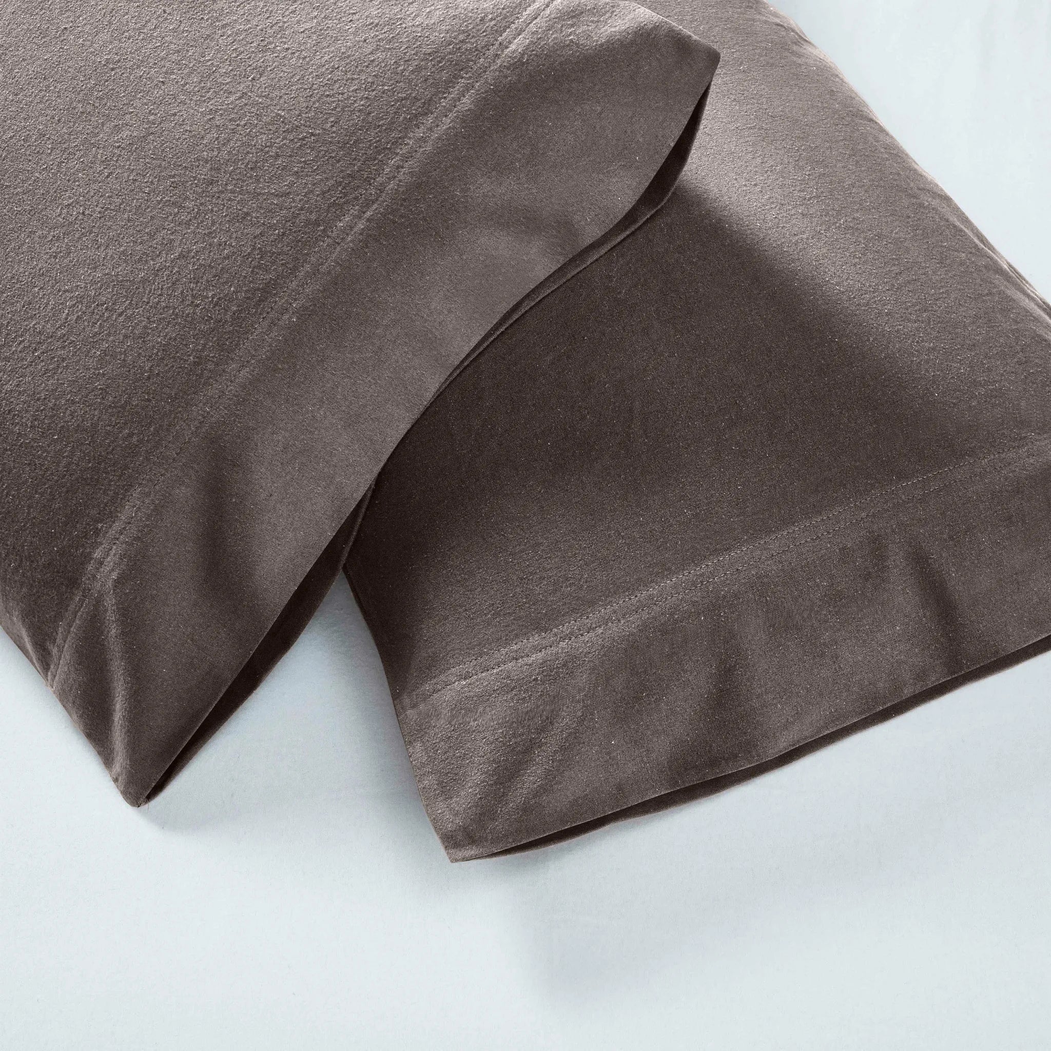 Solid Flannel Cotton Pillowcases, Set of 2