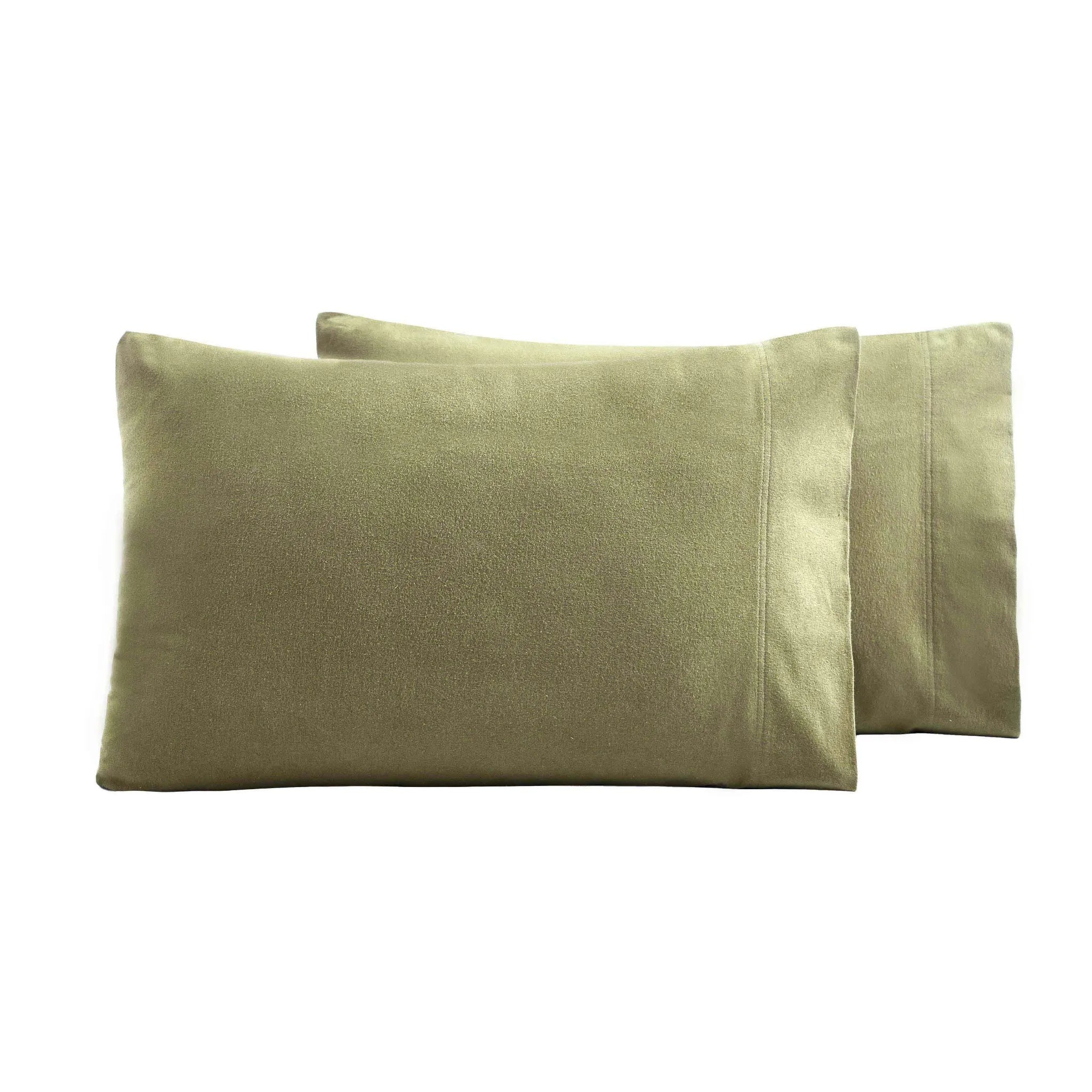 Solid Flannel Cotton Pillowcases, Set of 2