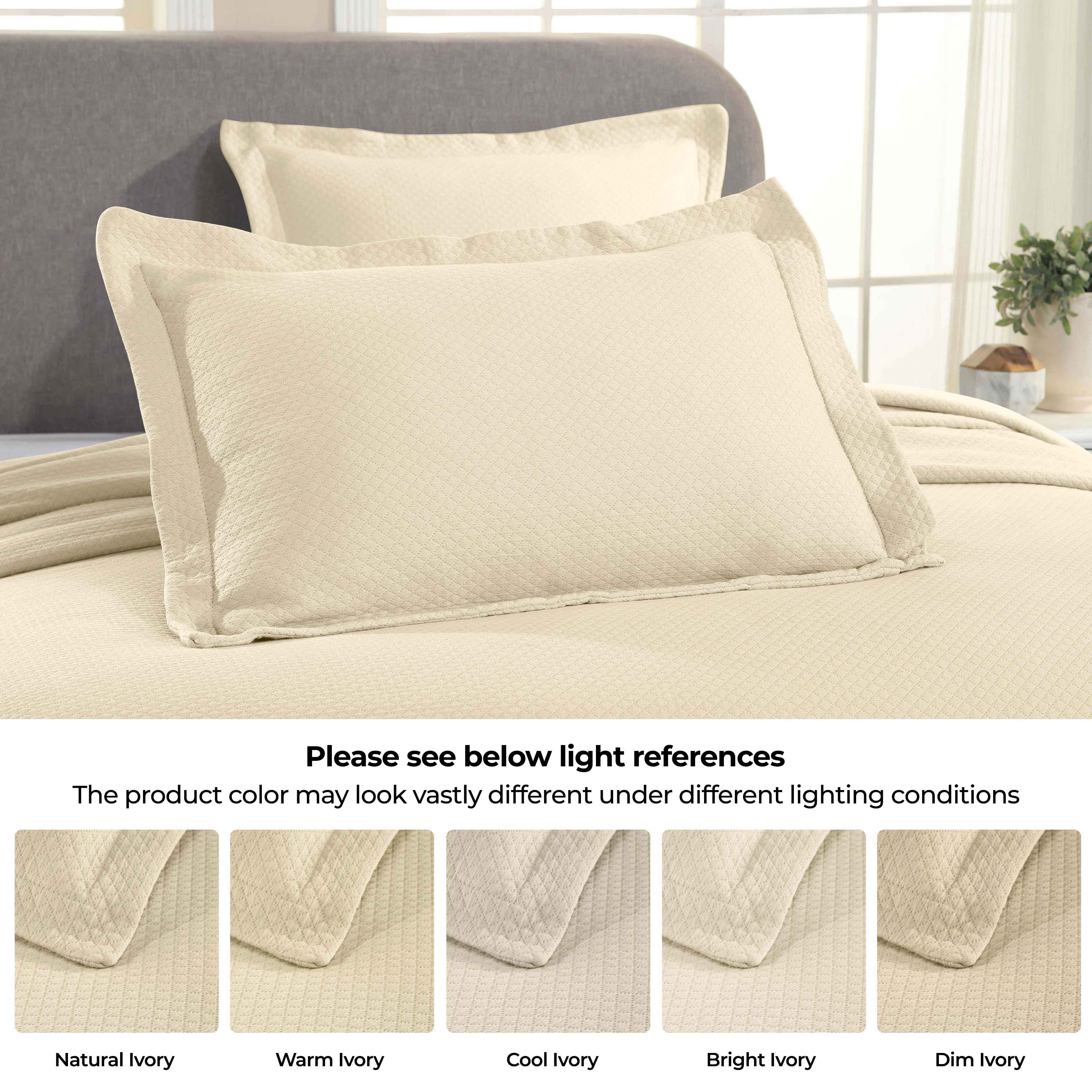 Jacquard Matelassé Cotton Diamond Solitaire Bedspread Set - Blue Nile Mills