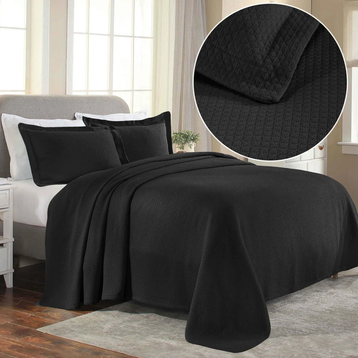 Jacquard Matelassé Cotton Diamond Solitaire Bedspread Set