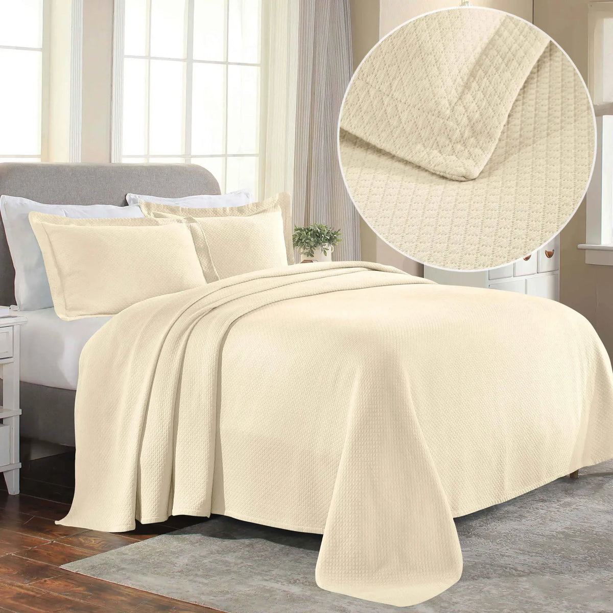 Jacquard Matelassé Cotton Diamond Solitaire Bedspread Set
