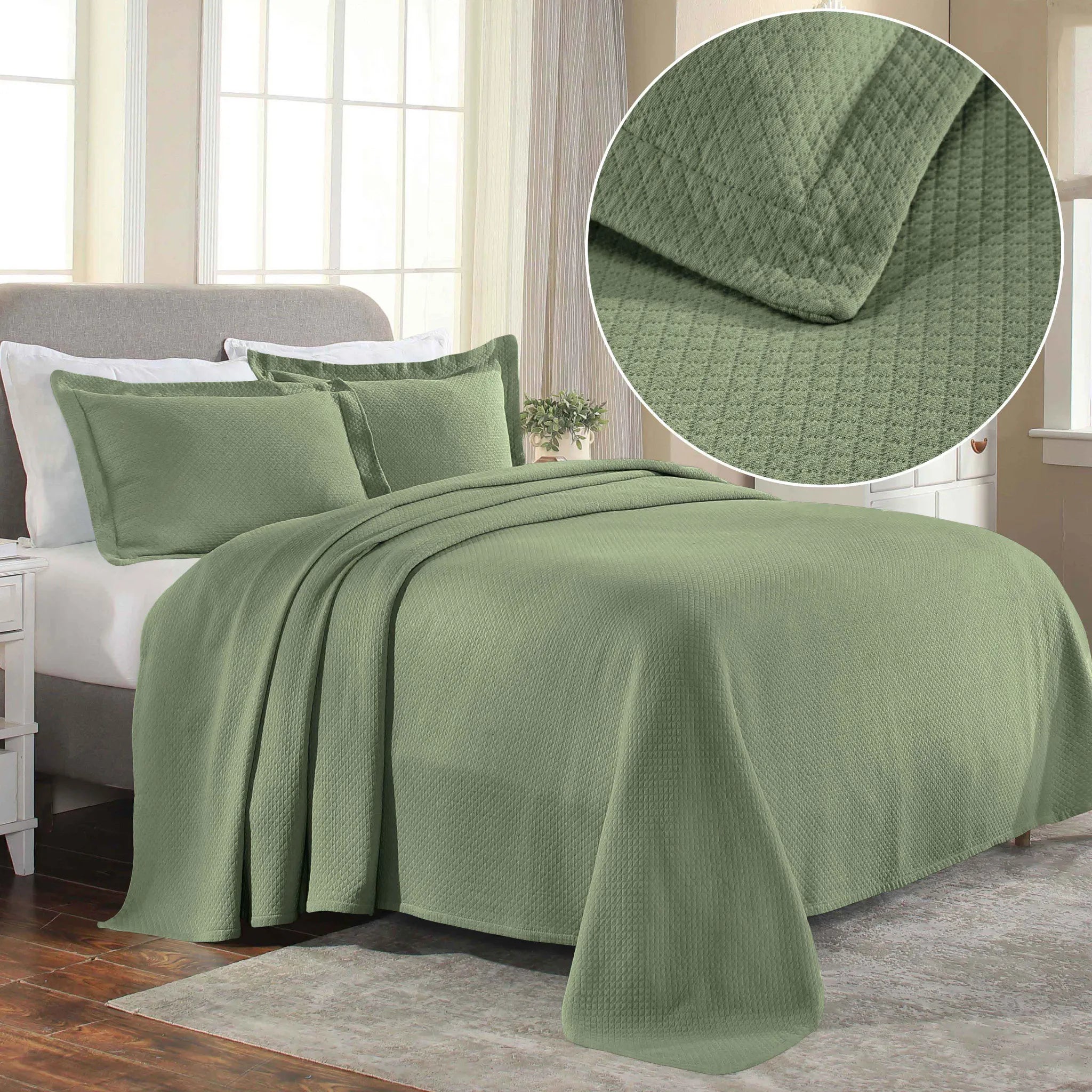 Jacquard Matelassé Cotton Diamond Solitaire Bedspread Set