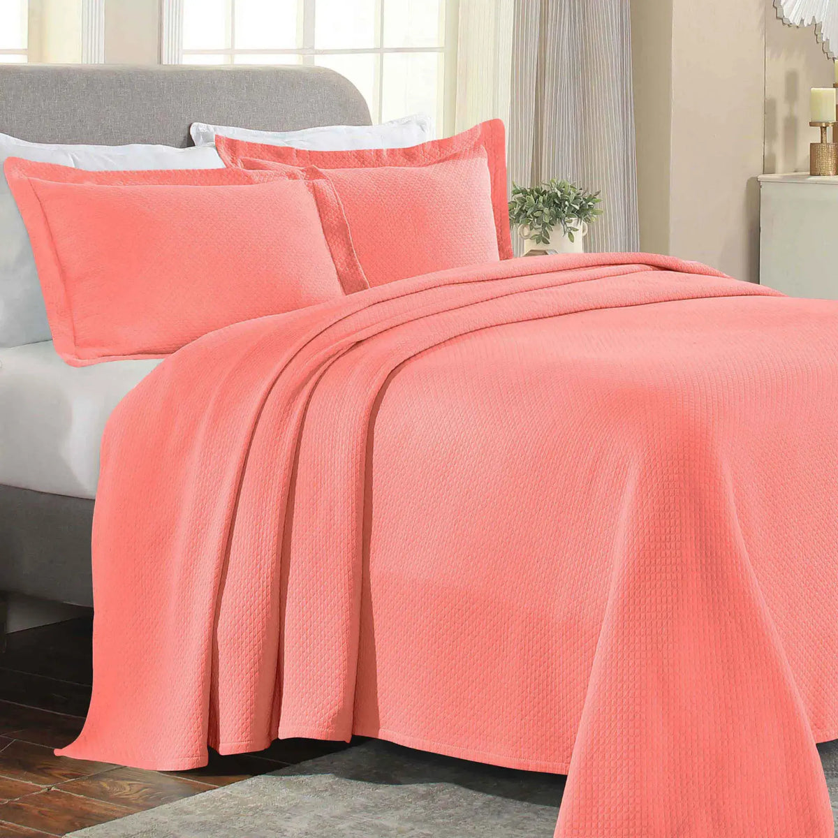 Jacquard Matelassé Cotton Diamond Solitaire Bedspread Set