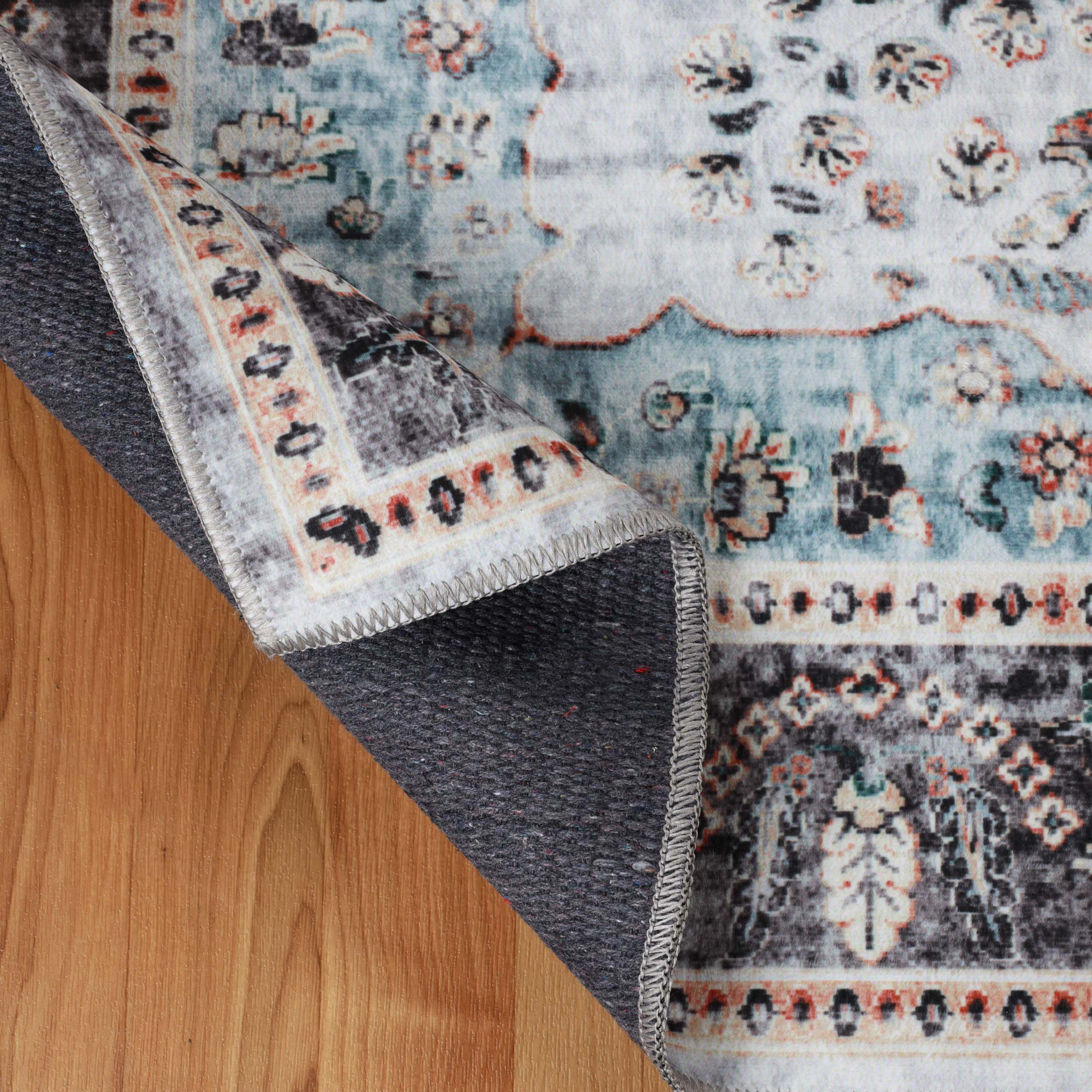 Sparrow Medallion Machine Washable Indoor Area Rug or Runner - Blue Nile Mills