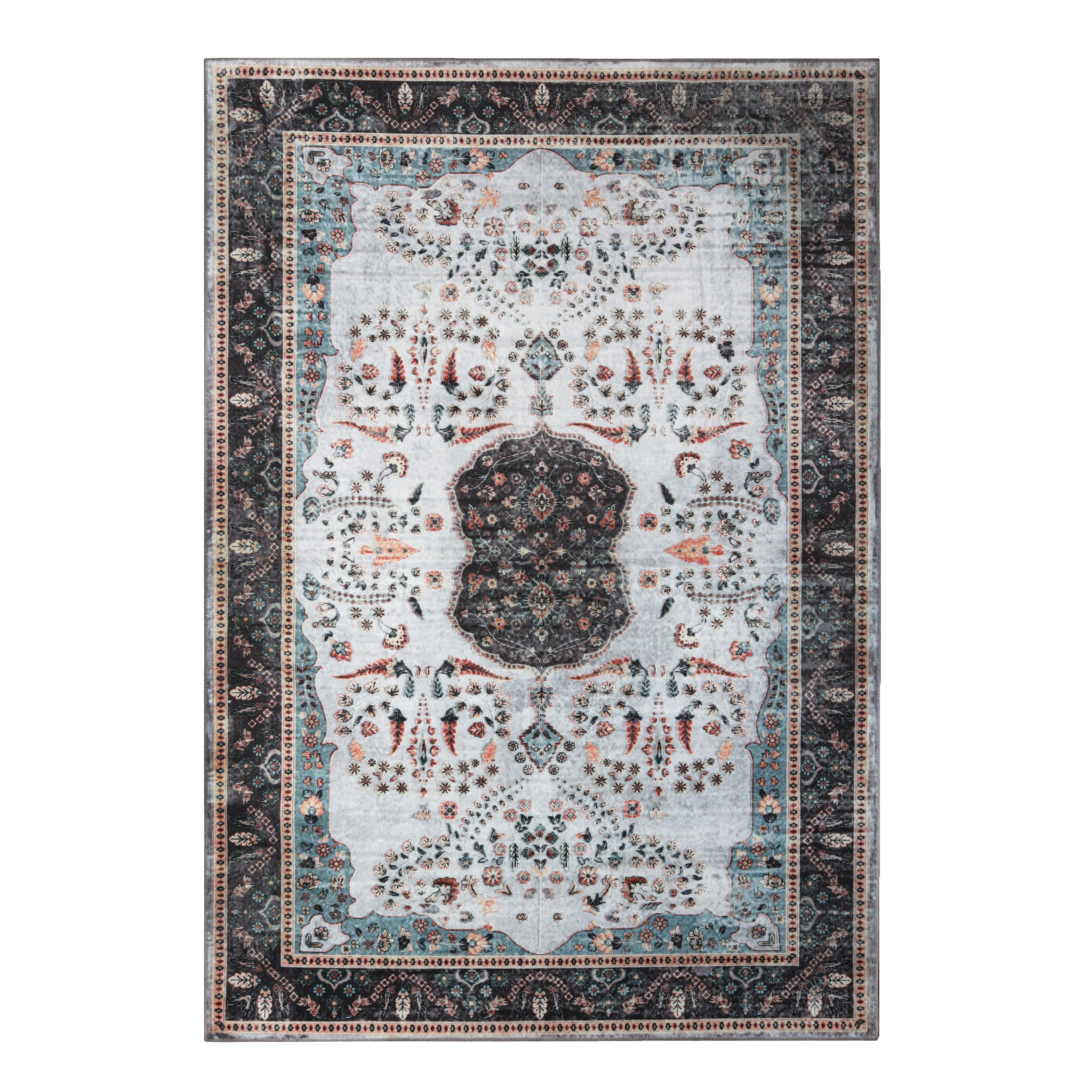 Sparrow Medallion Machine Washable Indoor Area Rug or Runner - Blue Nile Mills