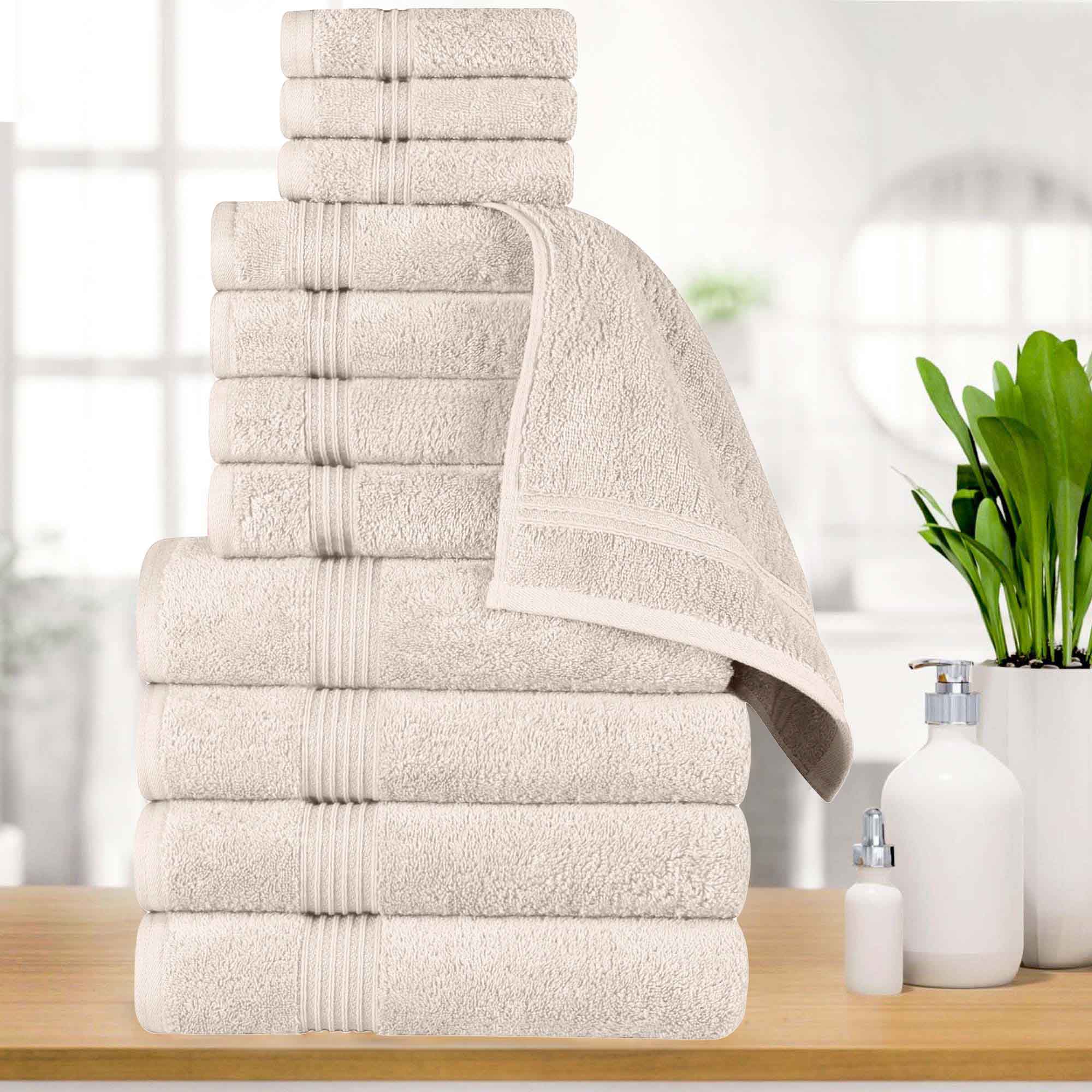 Egyptian Cotton Highly Absorbent Solid 12-Piece Ultra Soft Towel Set - Blue Nile Mills