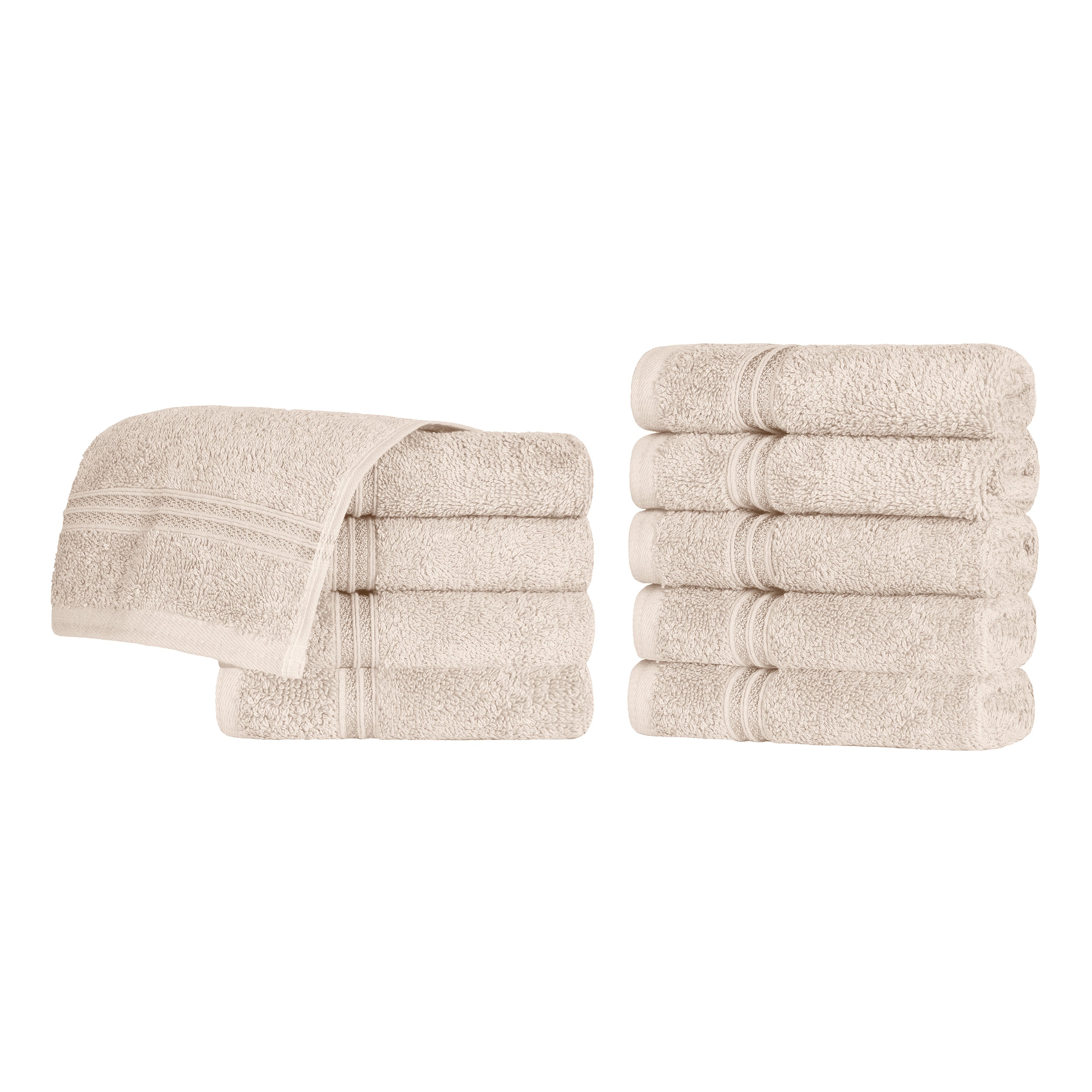 Egyptian Cotton Solid Face Towel Set of 10 - Blue Nile Mills