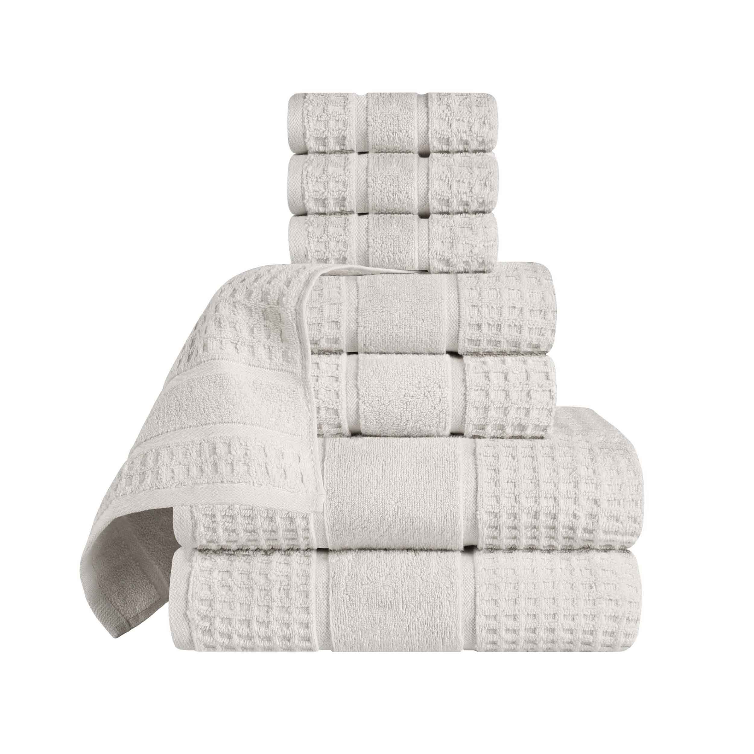 Zero Twist Cotton Waffle Honeycomb Soft Absorbent 8-Piece Towel Set - Blue Nile Mills