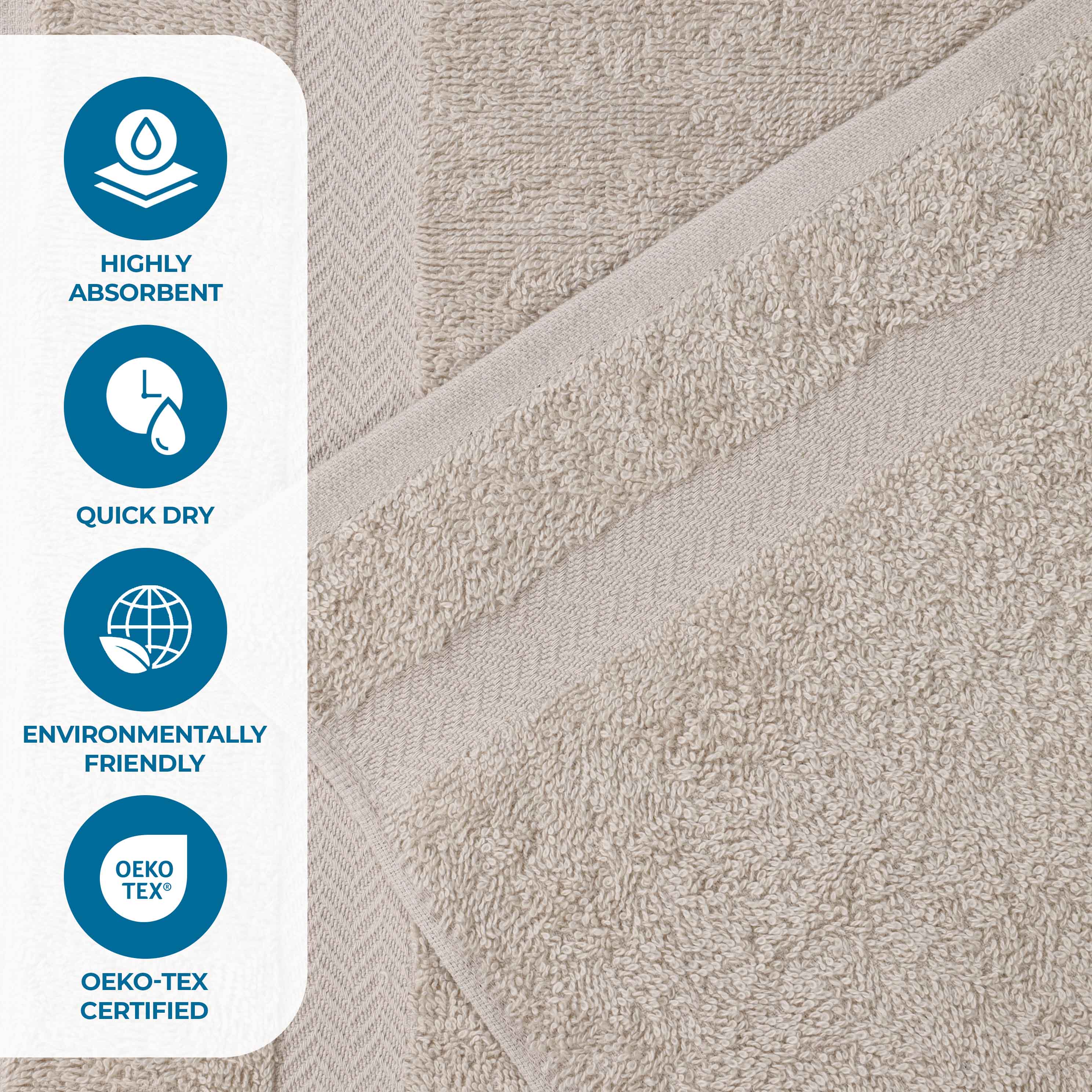 Franklin Cotton Eco Friendly 8 Piece Hand Towel Set - Blue Nile Mills