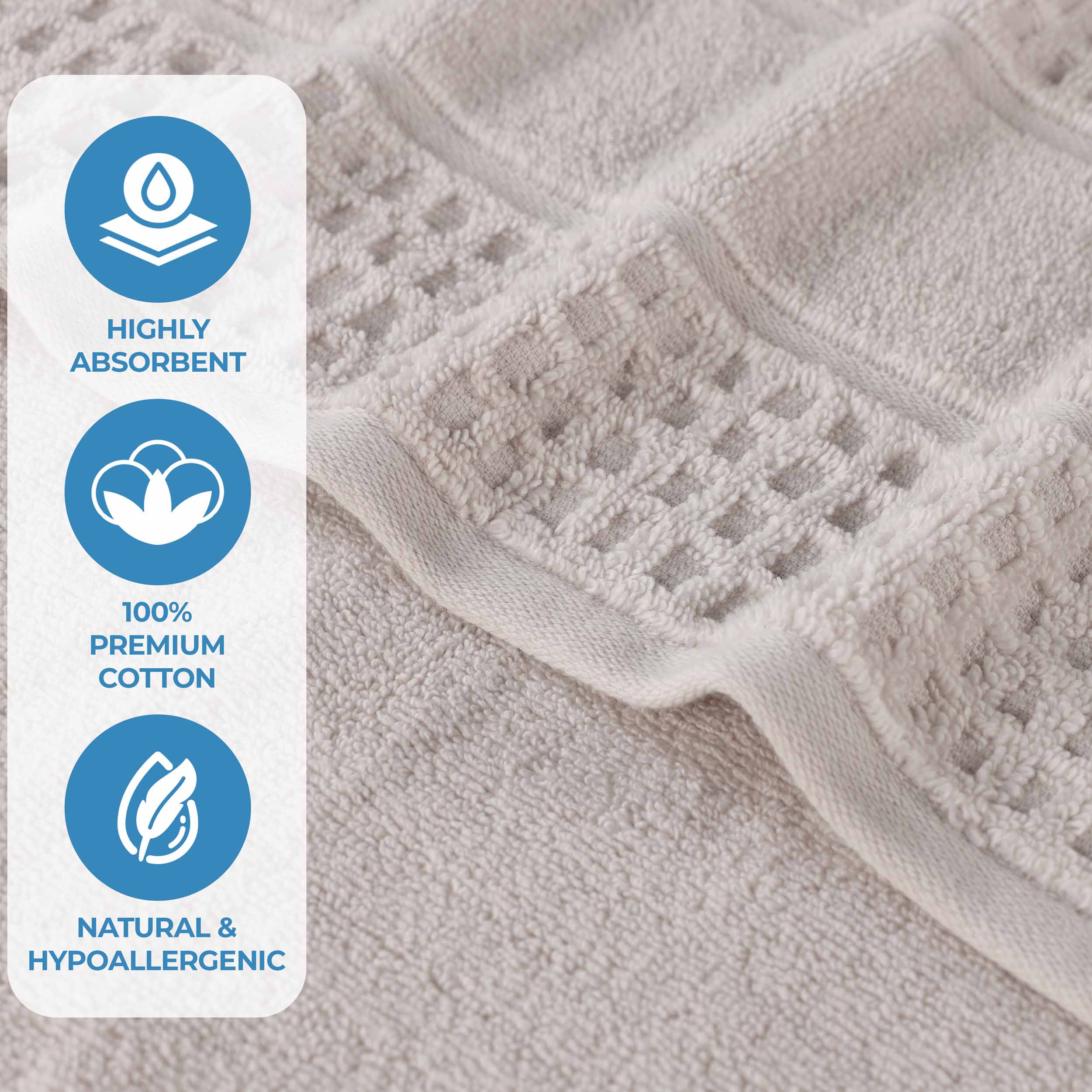Zero Twist Cotton Waffle Honeycomb Soft Absorbent 8-Piece Towel Set - Blue Nile Mills
