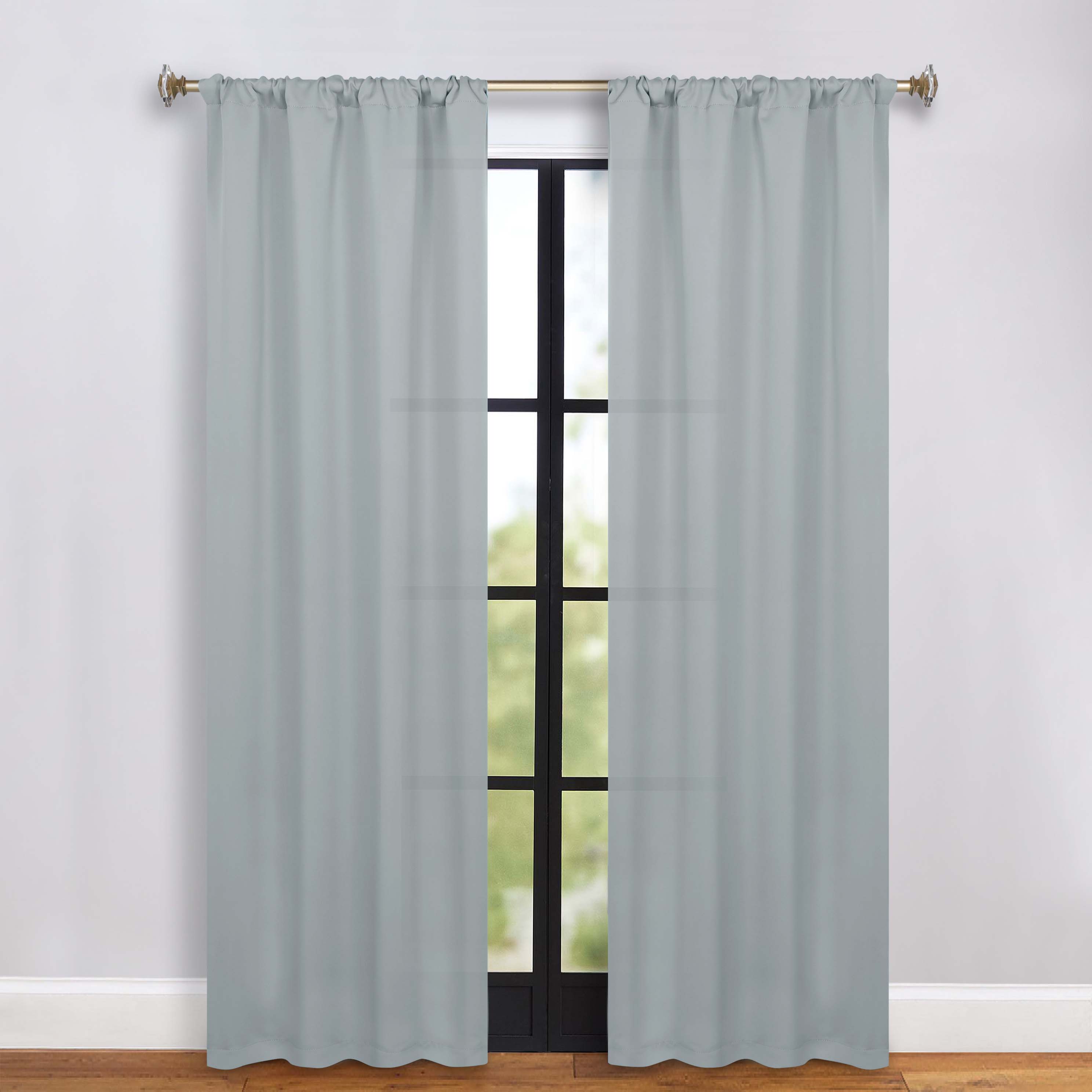 Solid Machine Washable Room Darkening Blackout Curtains, Set of 2 - Blue Nile Mills