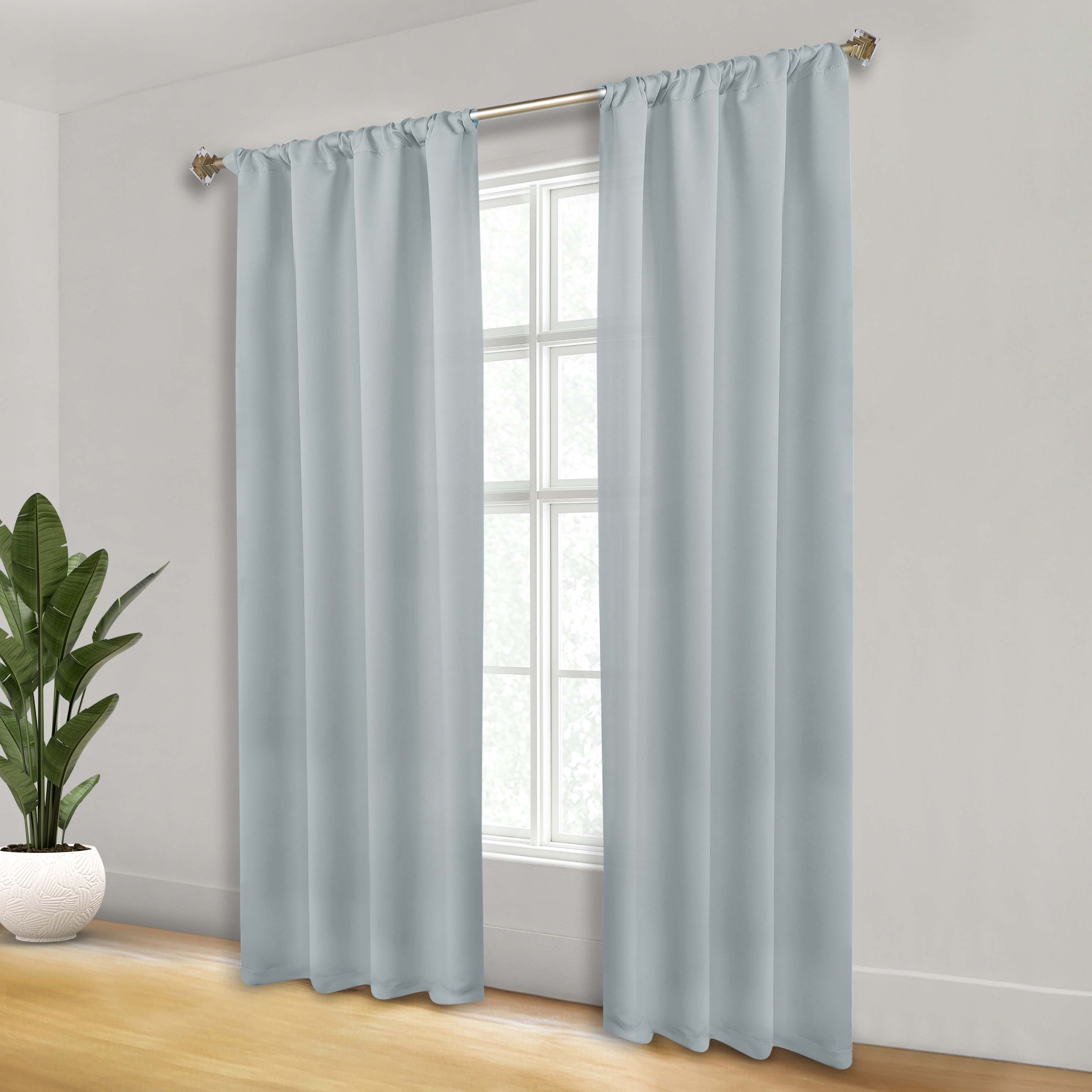 Solid Machine Washable Room Darkening Blackout Curtains, Set of 2 - Blue Nile Mills