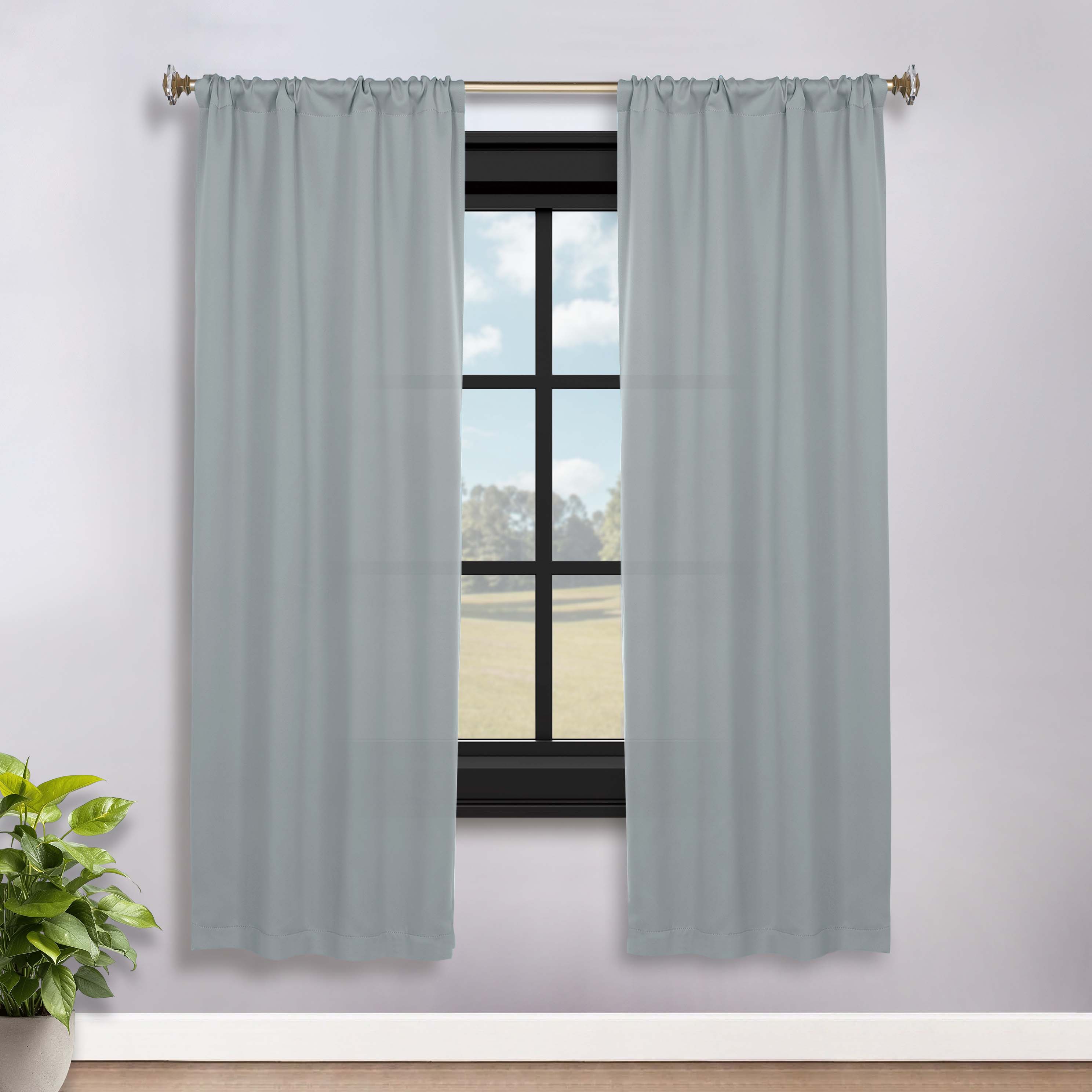Solid Machine Washable Room Darkening Blackout Curtains, Set of 2 - Blue Nile Mills