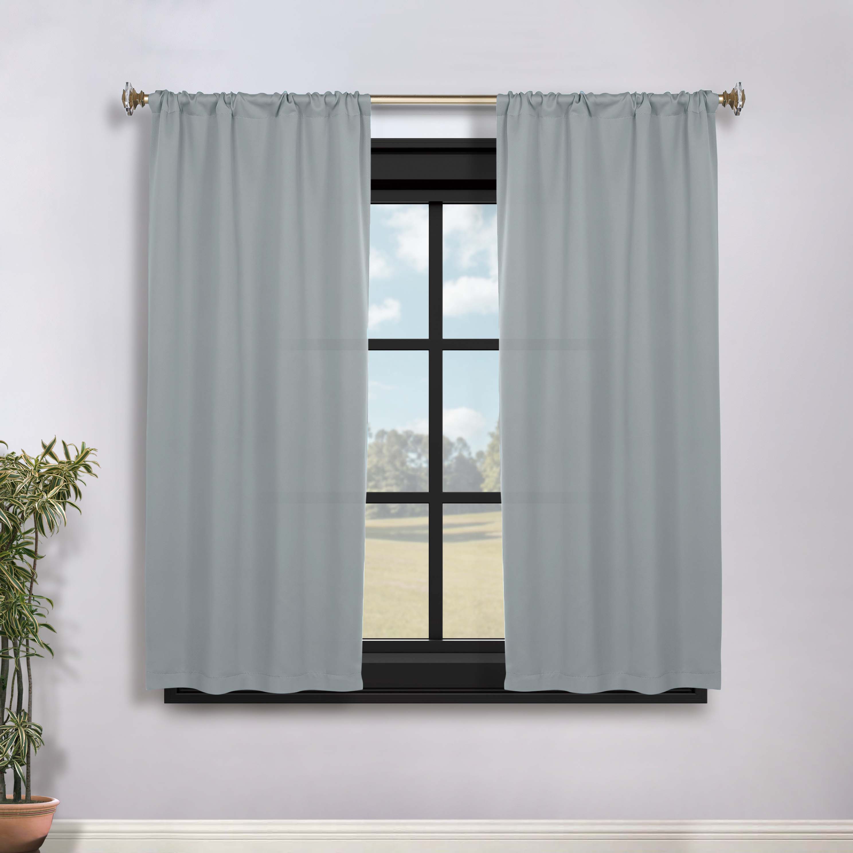 Solid Machine Washable Room Darkening Blackout Curtains, Set of 2 - Blue Nile Mills