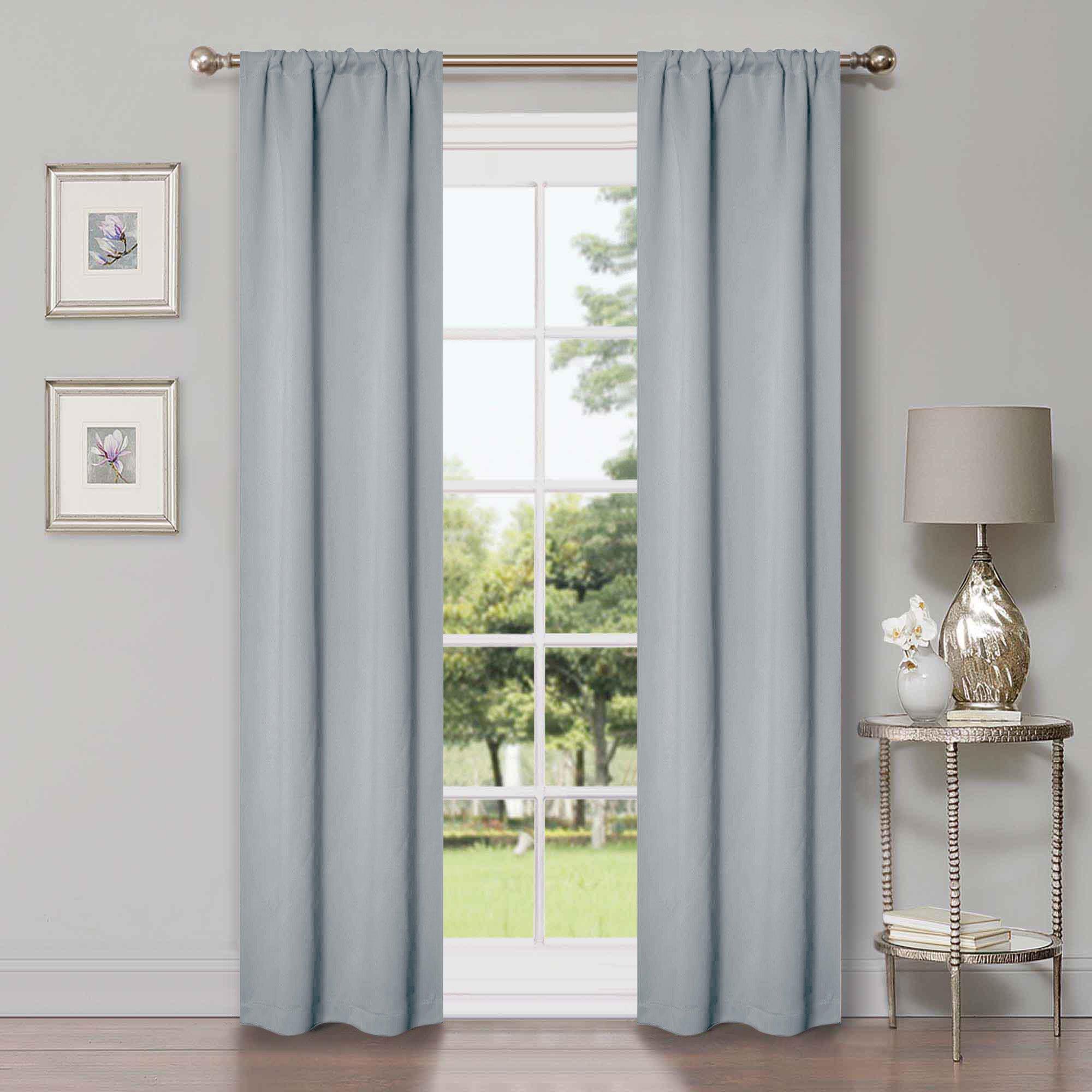 Solid Machine Washable Room Darkening Blackout Curtains, Set of 2 - Blue Nile Mills