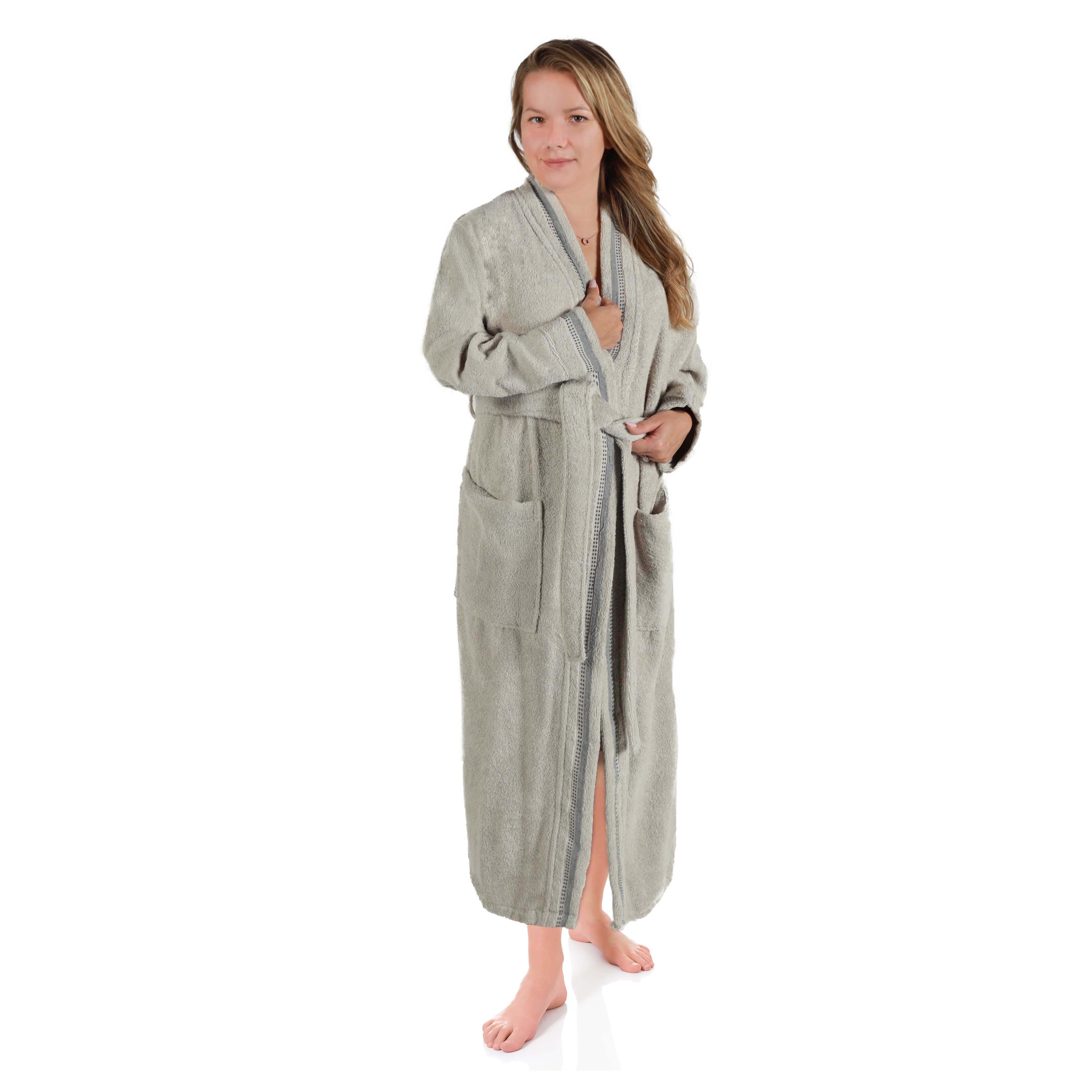 Tinsel Unisex Cotton Terry Kimono Bathrobe with Embroidery - Blue Nile Mills