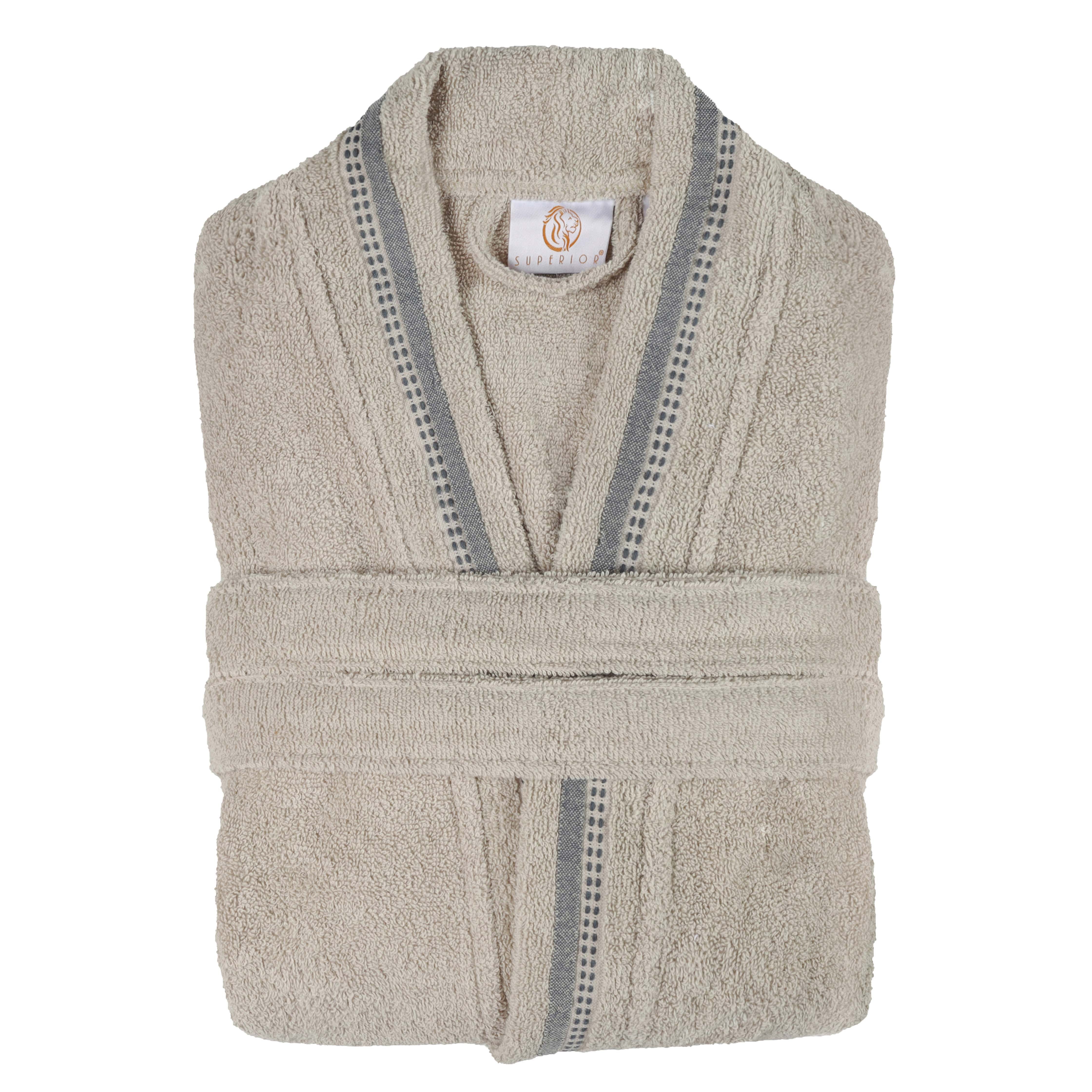 Tinsel Unisex Cotton Terry Kimono Bathrobe with Embroidery - Blue Nile Mills