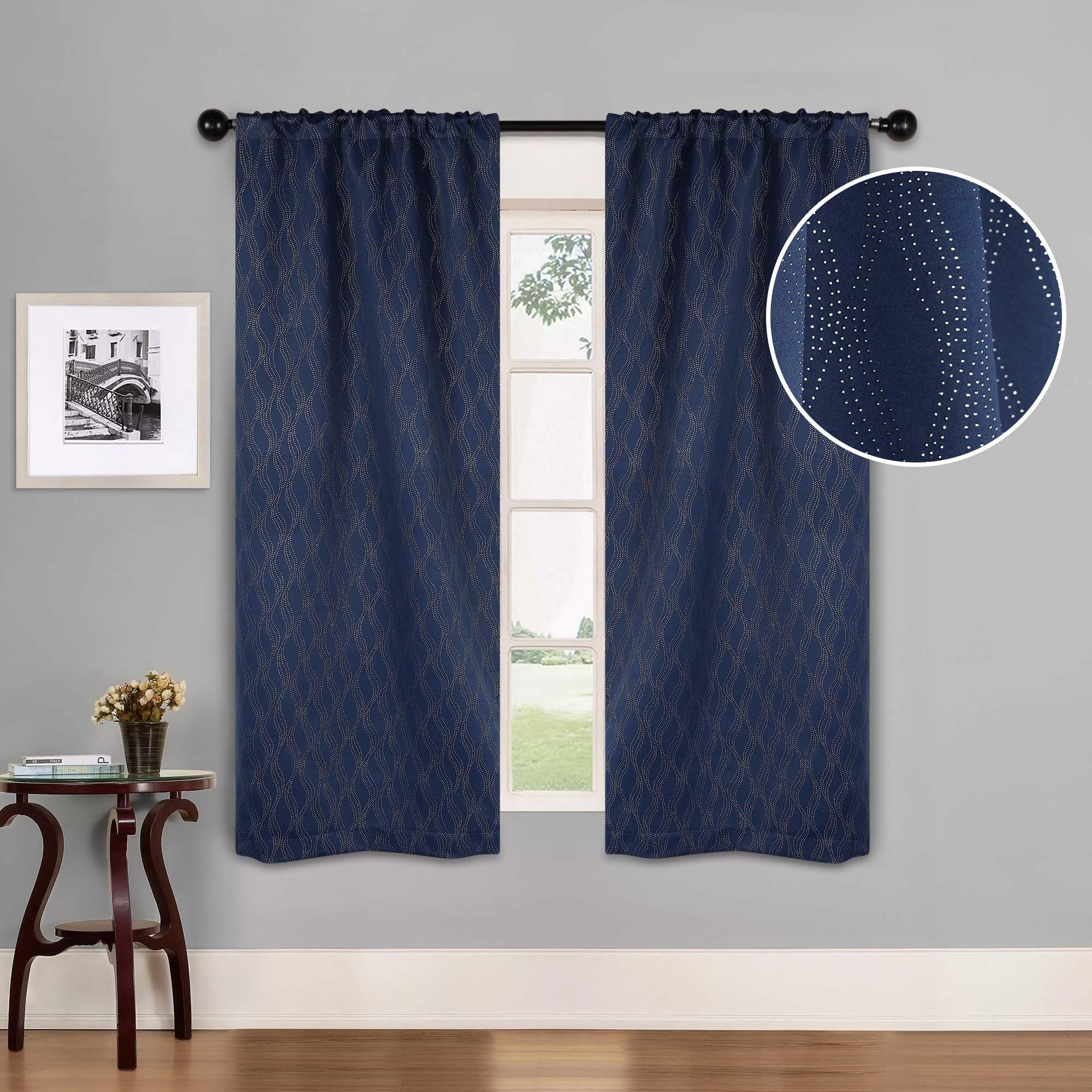 Zuri Textured Washable Room Darkening Blackout Curtain Panel Set - Blue Nile Mills