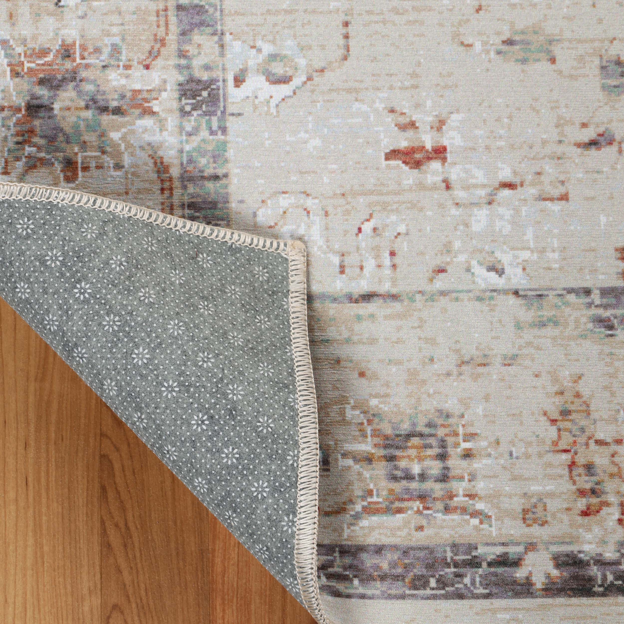 Swan Floral Non-Slip Machine Washable Indoor Area Rug or Runner Rug - Blue Nile Mills