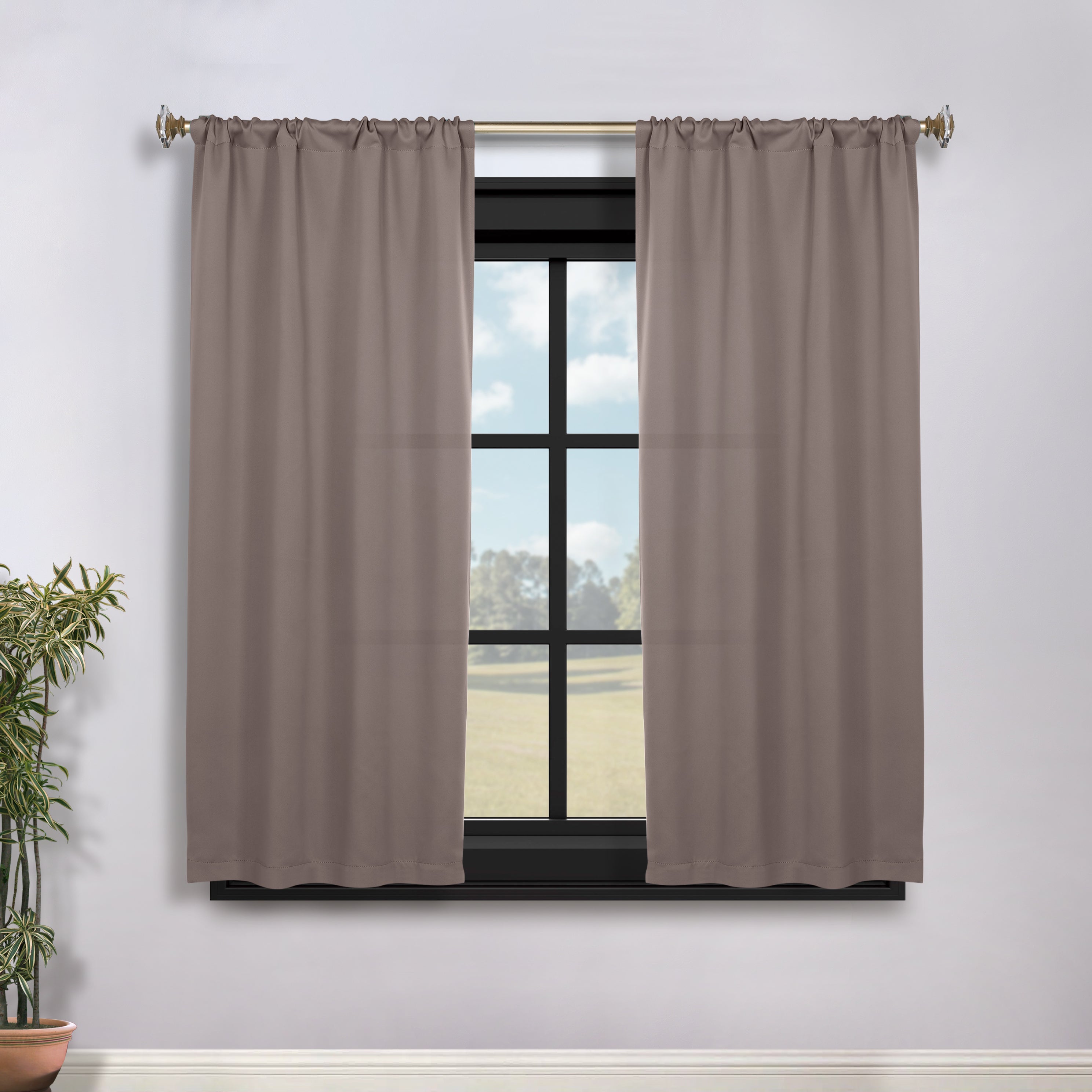 Solid Machine Washable Room Darkening Blackout Curtains, Set of 2 - Blue Nile Mills